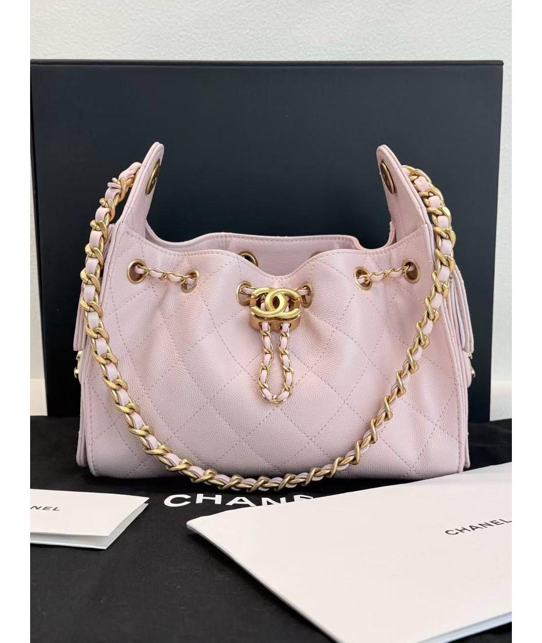 CHANEL Розовая кожаная сумка тоут, фото 1