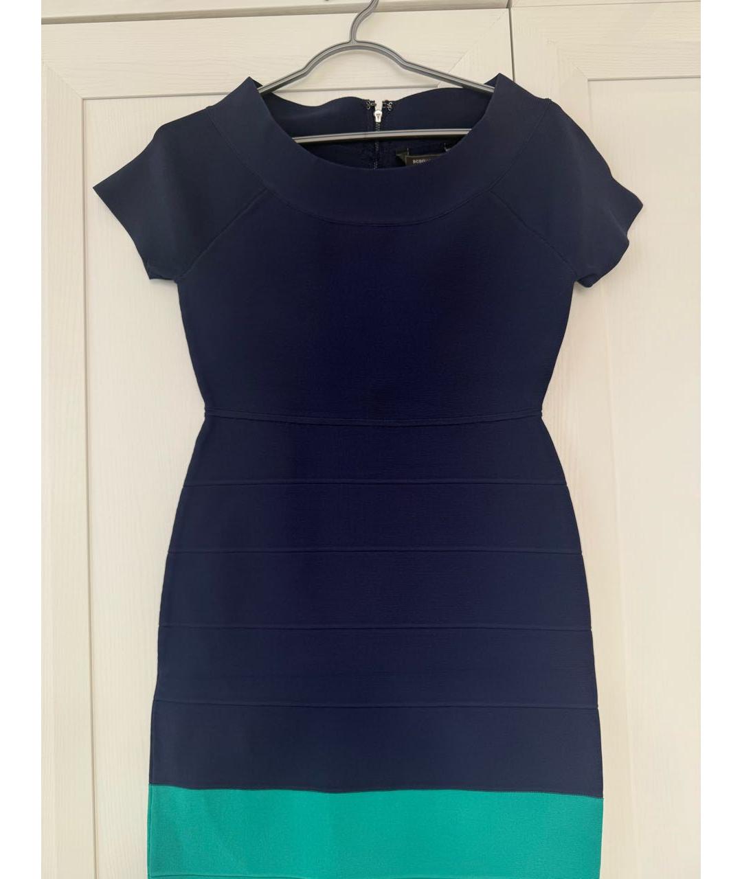 BCBG MAXAZRIA Темно-синее вискозное коктейльное платье, фото 3