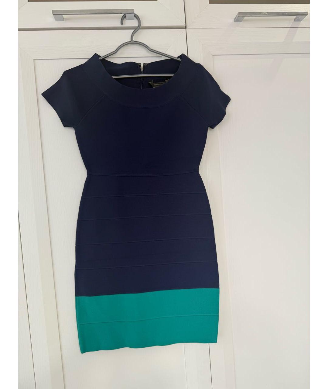 BCBG MAXAZRIA Темно-синее вискозное коктейльное платье, фото 6