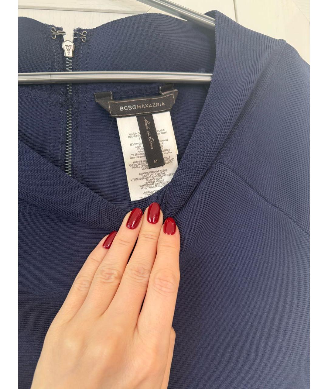 BCBG MAXAZRIA Темно-синее вискозное коктейльное платье, фото 4