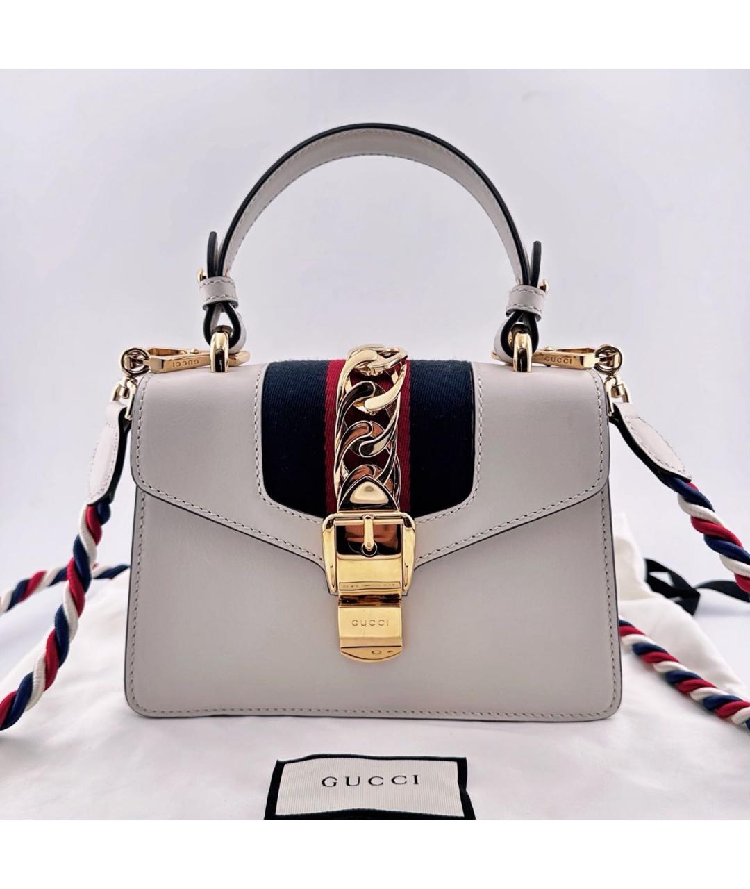 GUCCI Белая кожаная сумка через плечо, фото 2