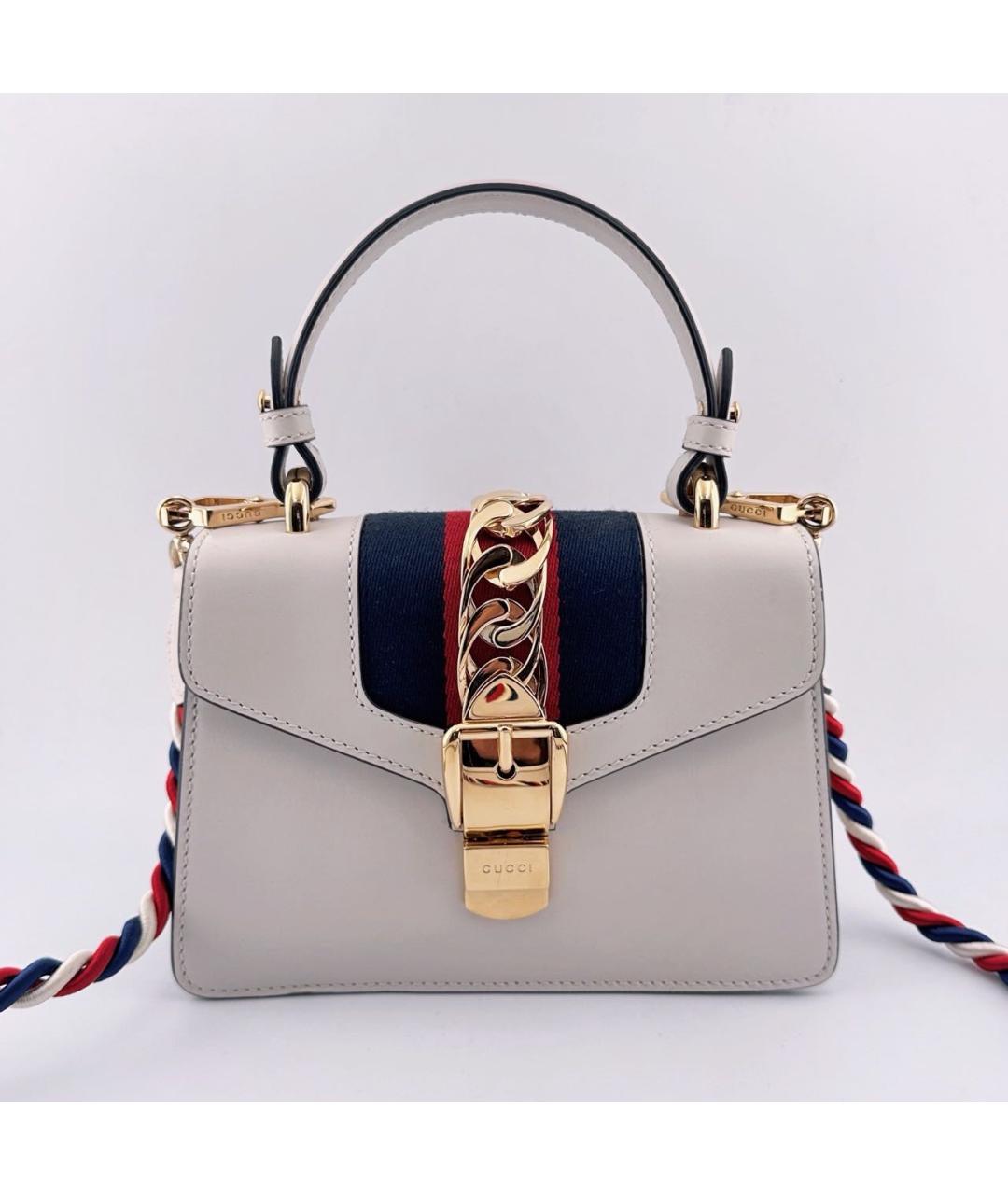 GUCCI Белая кожаная сумка через плечо, фото 7