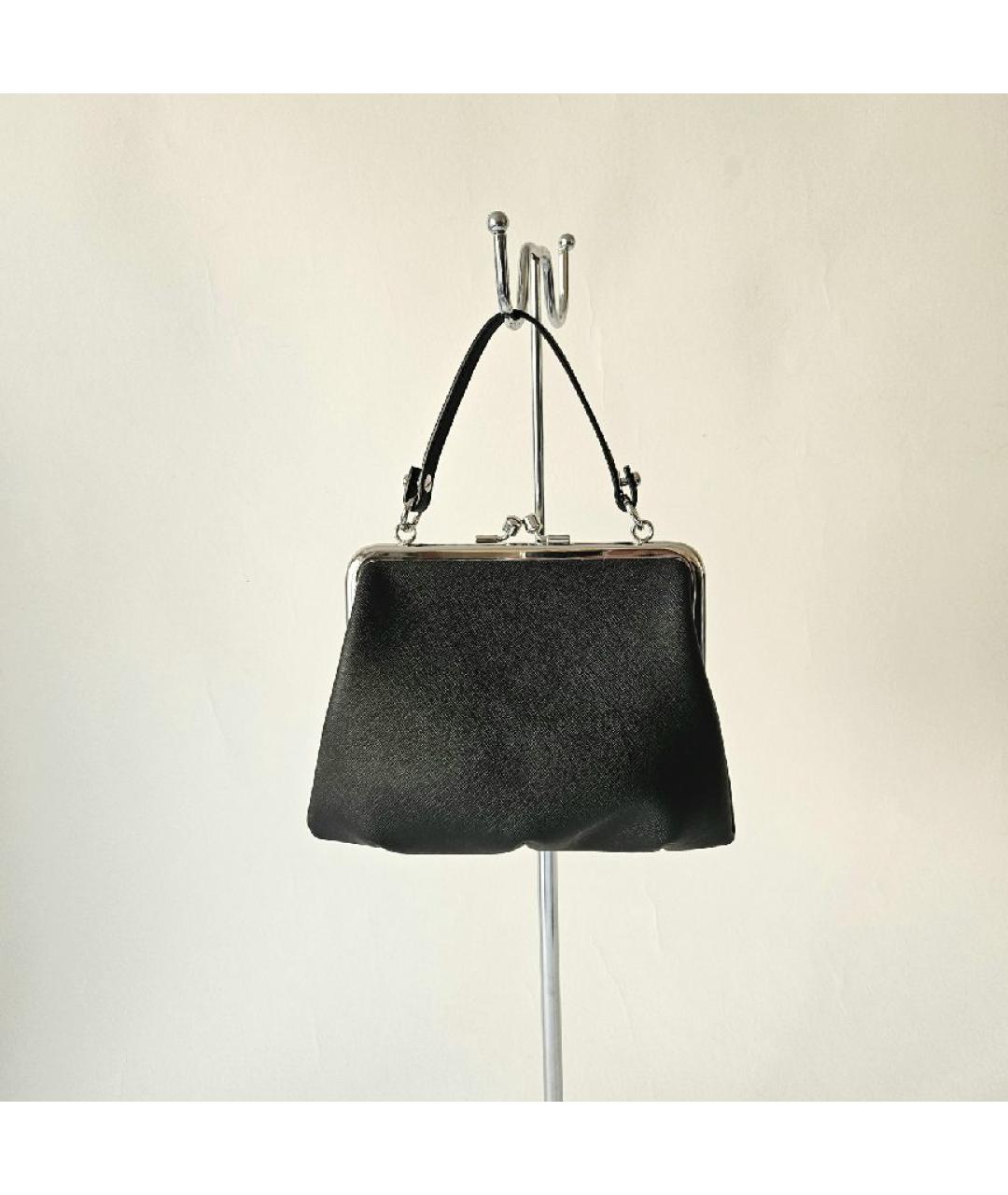 VIVIENNE WESTWOOD Черная кожаная сумка с короткими ручками, фото 2