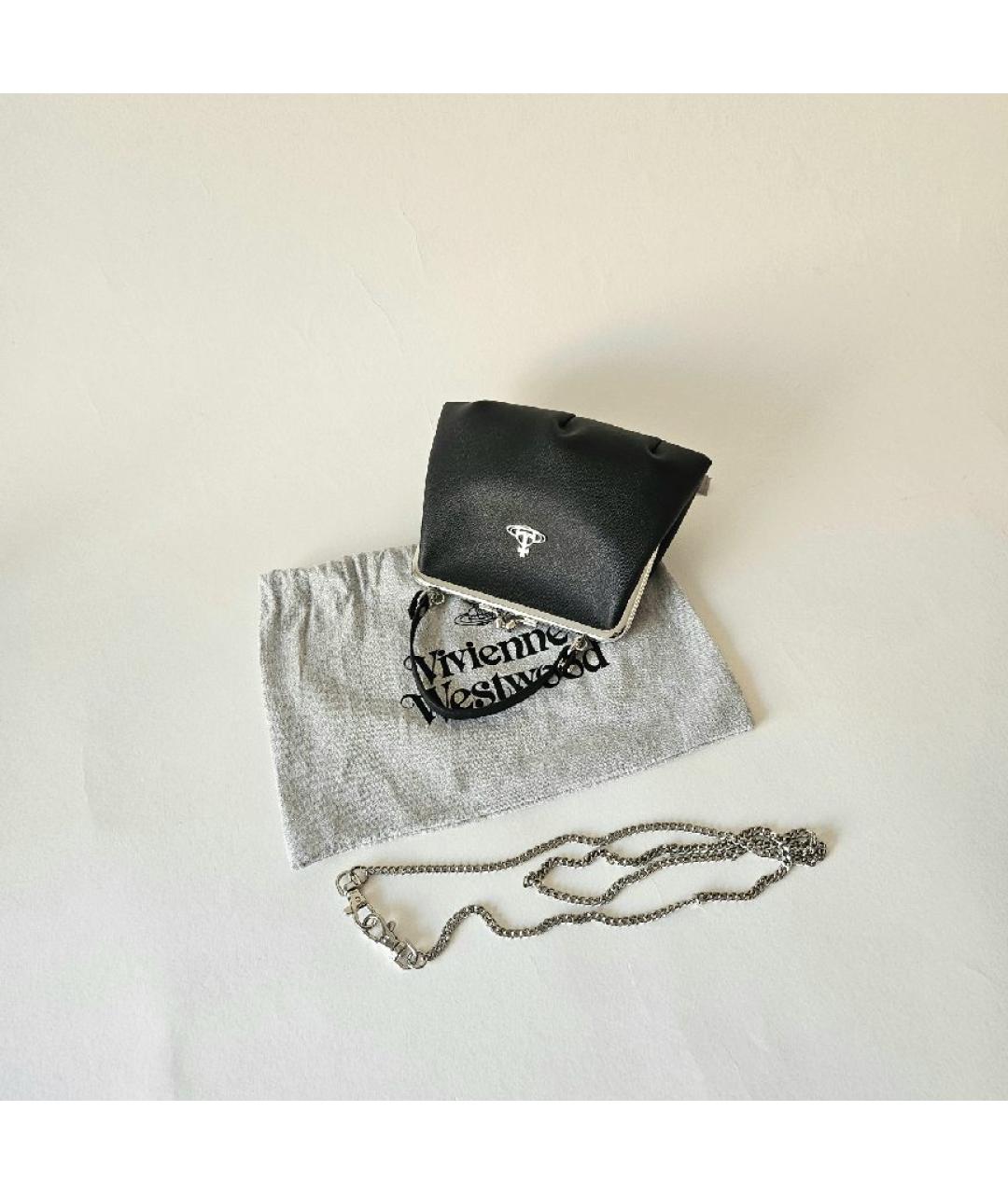 VIVIENNE WESTWOOD Черная кожаная сумка с короткими ручками, фото 4