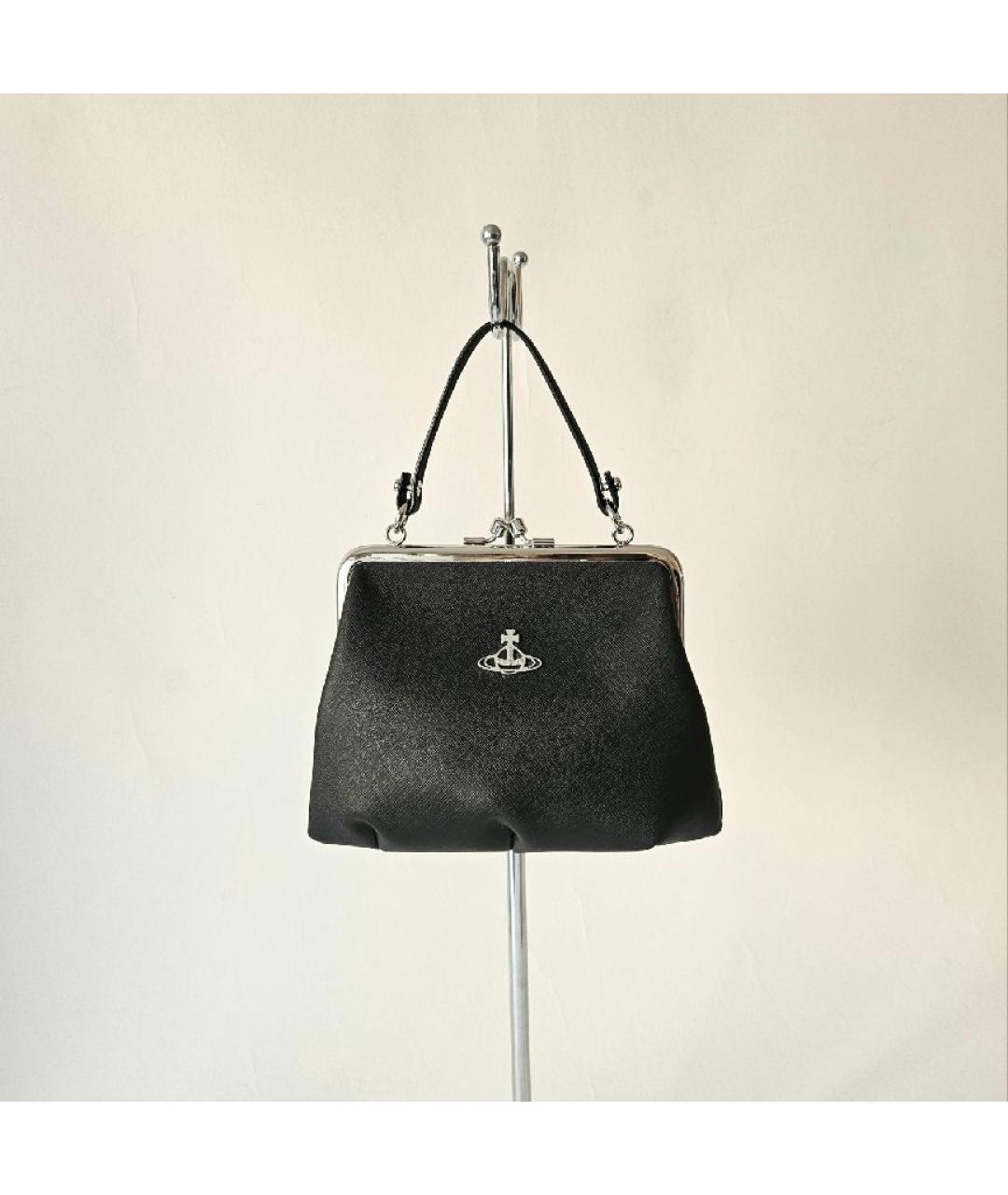 VIVIENNE WESTWOOD Черная кожаная сумка с короткими ручками, фото 7