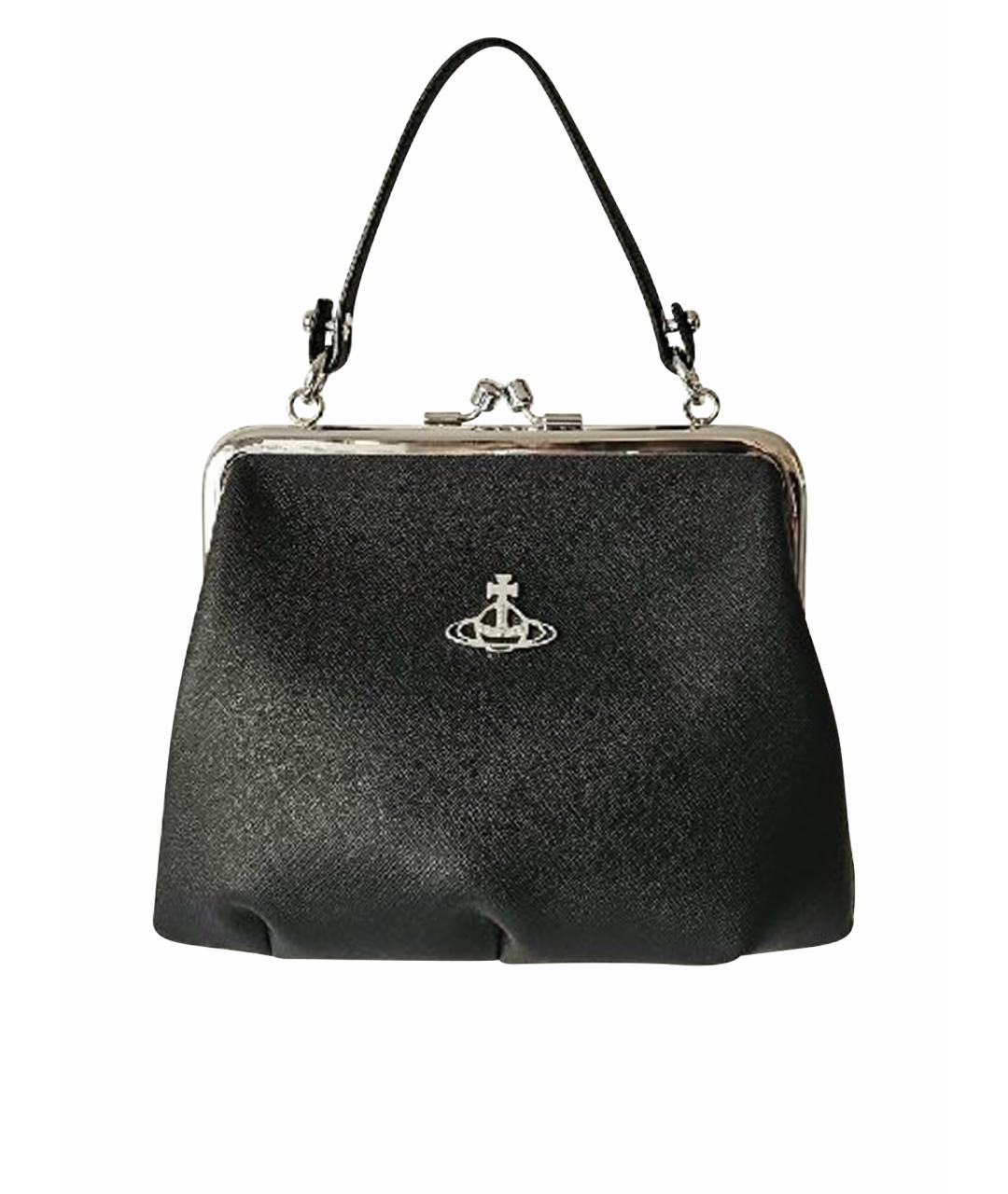 VIVIENNE WESTWOOD Черная кожаная сумка с короткими ручками, фото 1