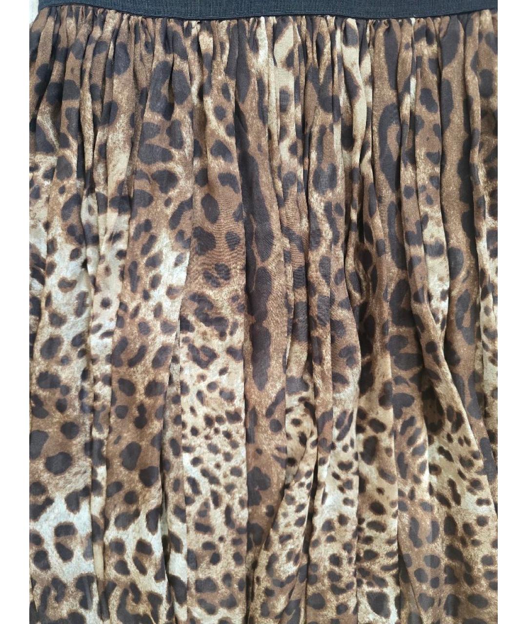 DOLCE&GABBANA Коричневая шелковая юбка миди, фото 3