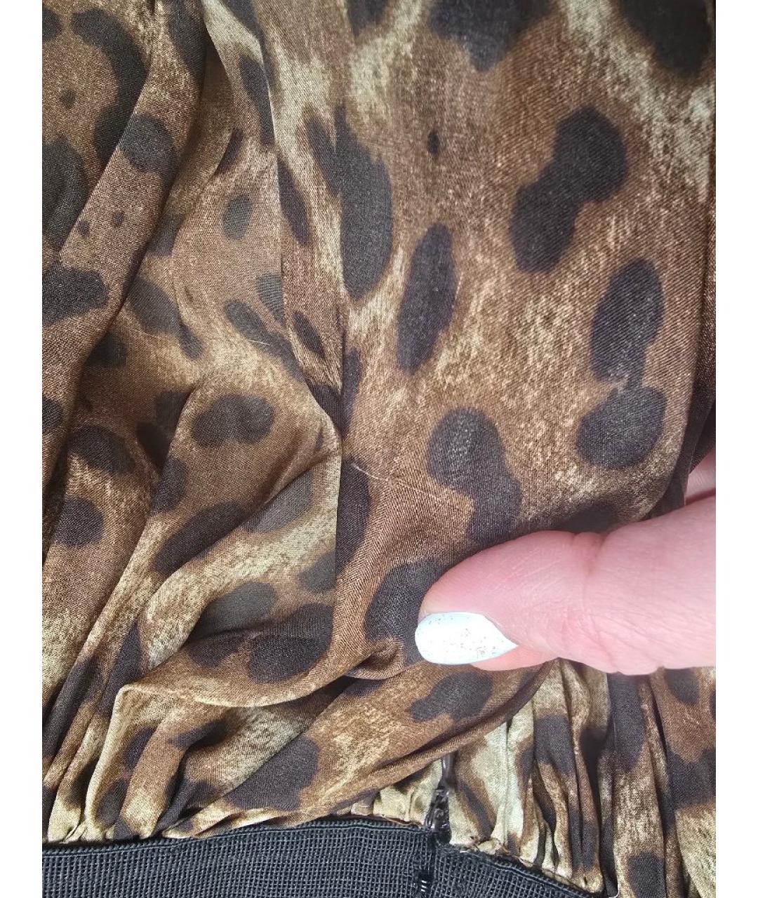 DOLCE&GABBANA Коричневая шелковая юбка миди, фото 7