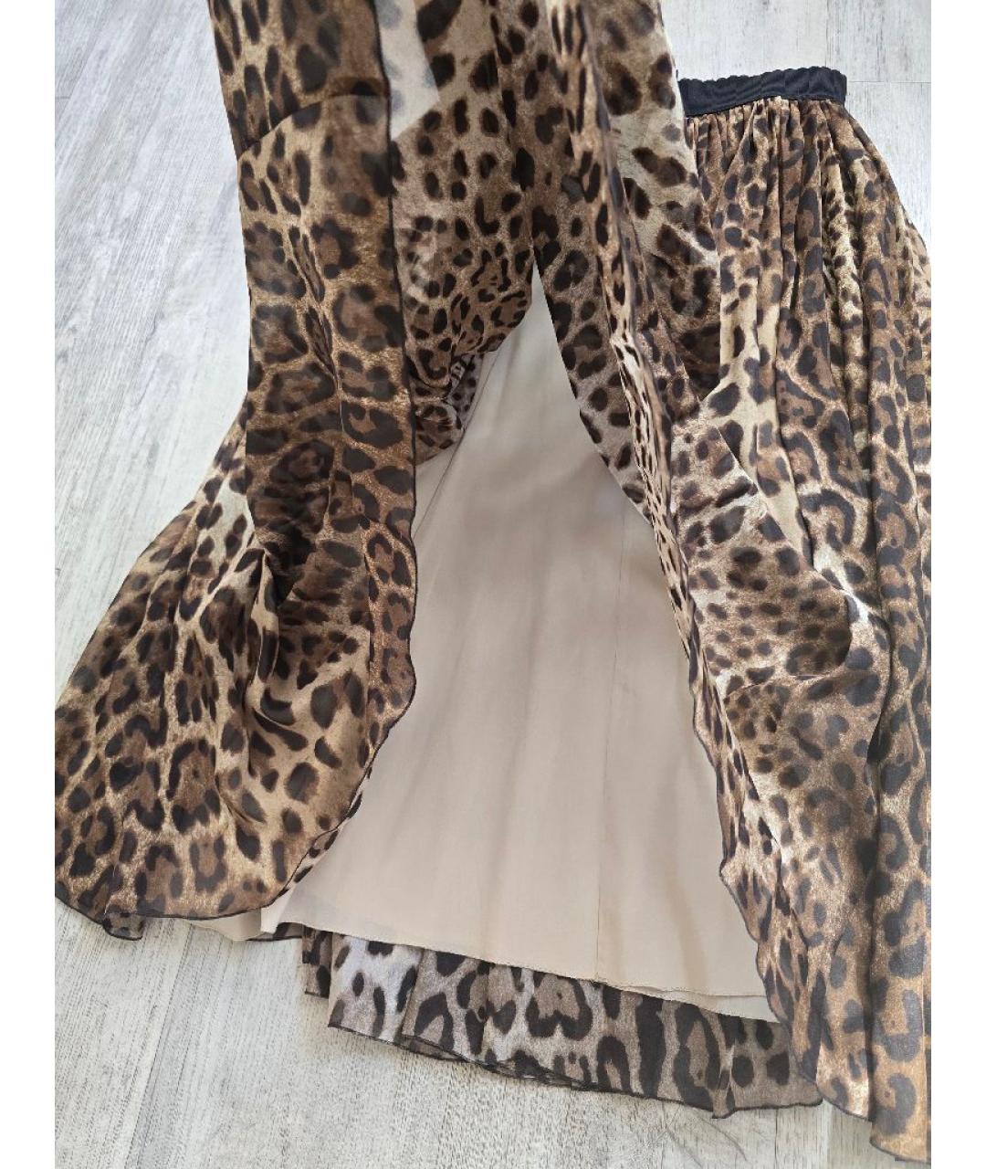 DOLCE&GABBANA Коричневая шелковая юбка миди, фото 5