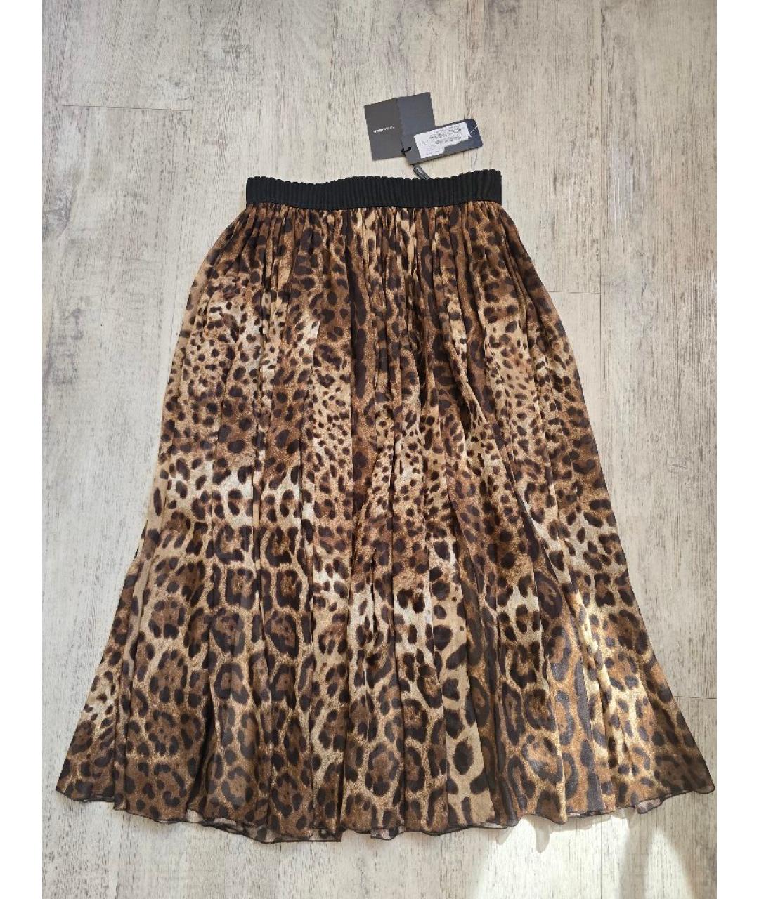 DOLCE&GABBANA Коричневая шелковая юбка миди, фото 8