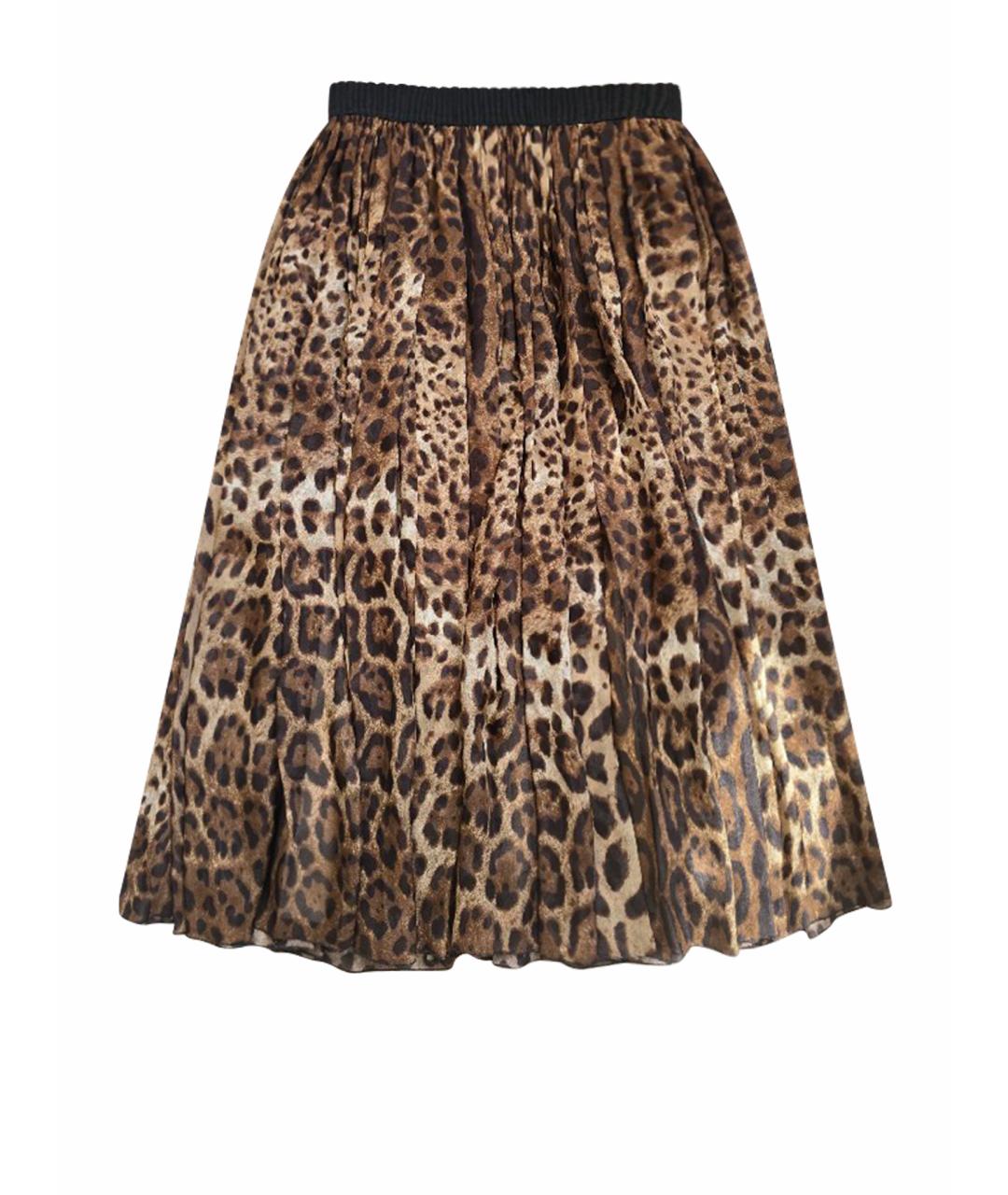 DOLCE&GABBANA Коричневая шелковая юбка миди, фото 1