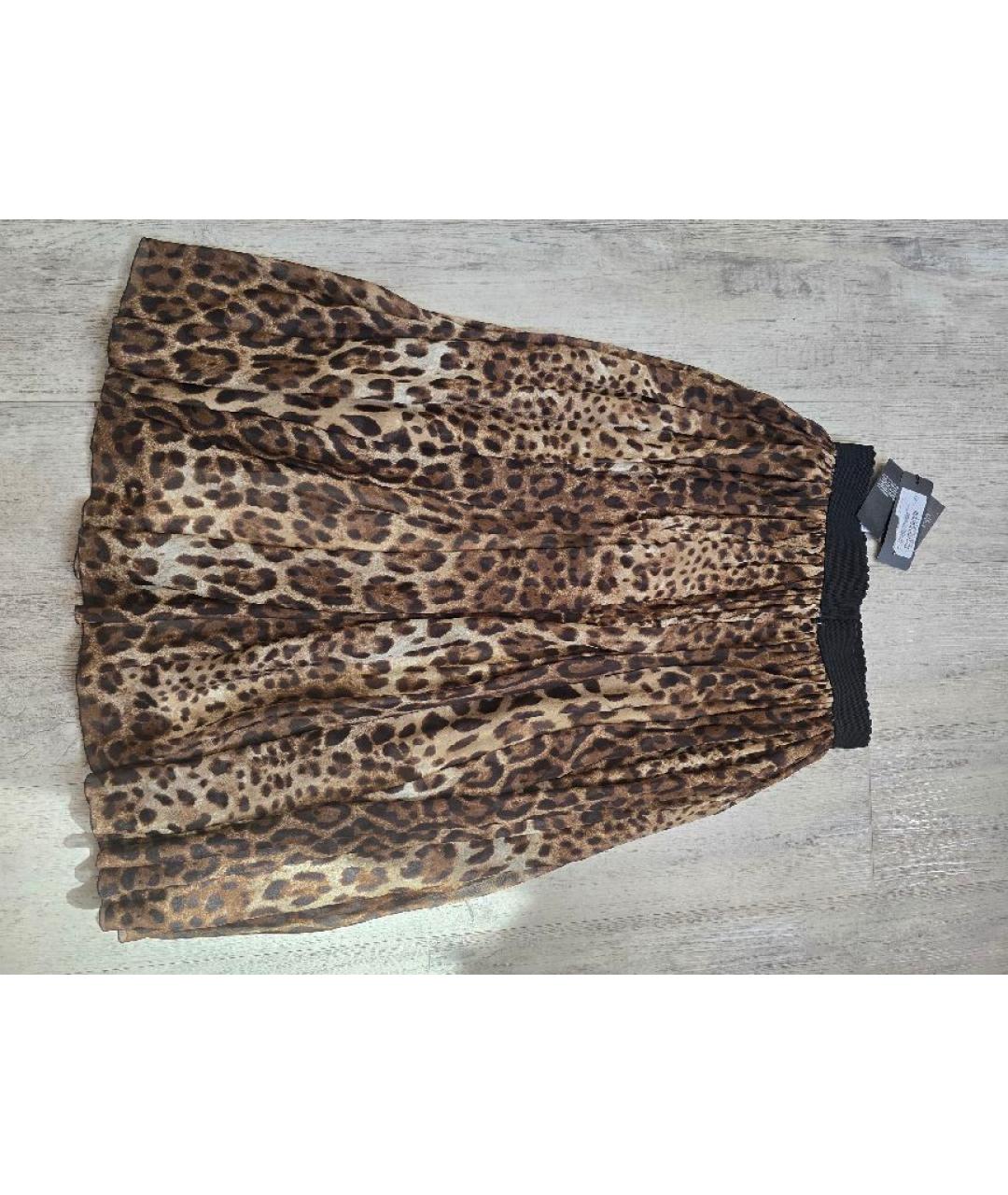 DOLCE&GABBANA Коричневая шелковая юбка миди, фото 2