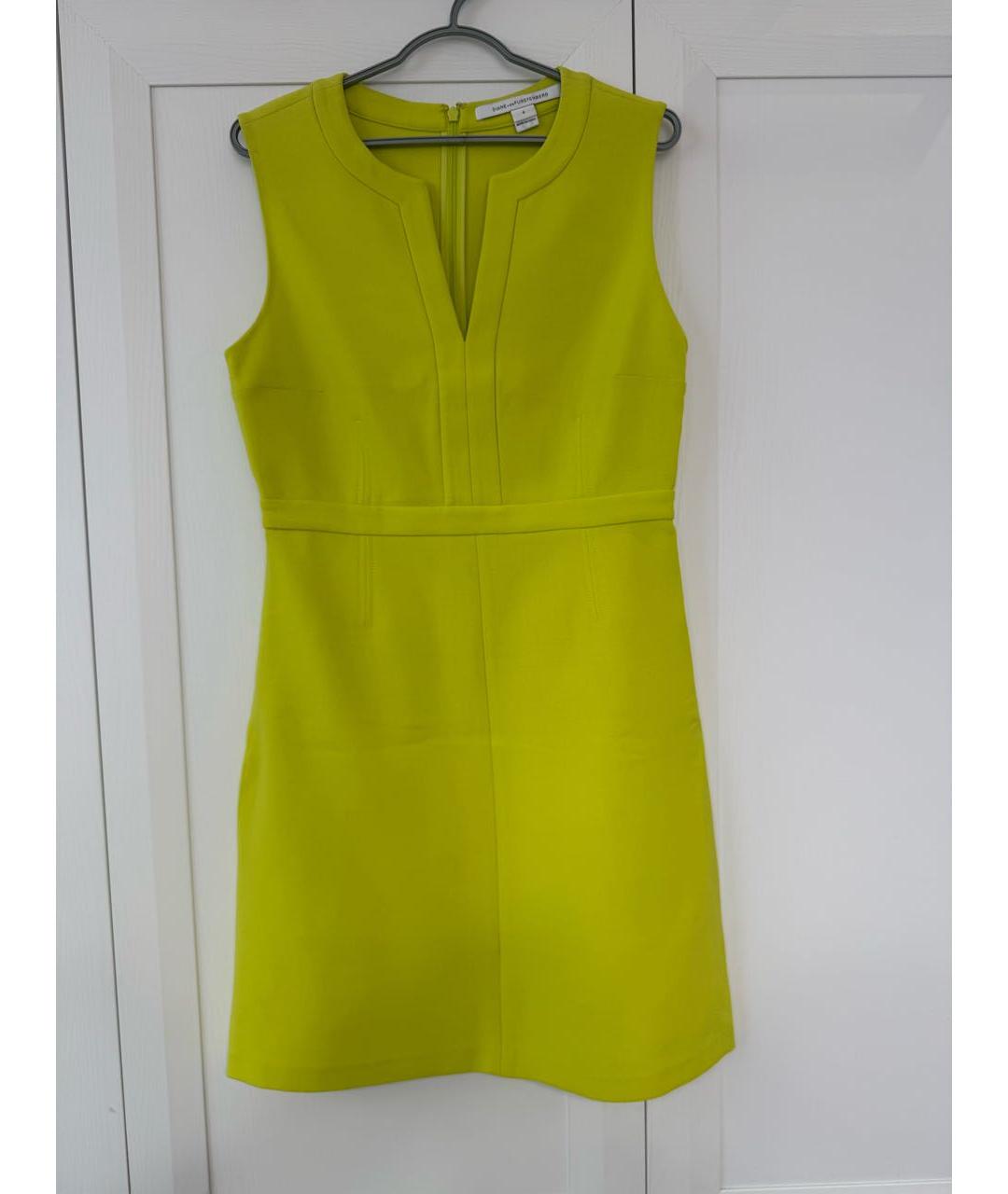 DIANE VON FURSTENBERG Желтое полиэстеровое коктейльное платье, фото 7