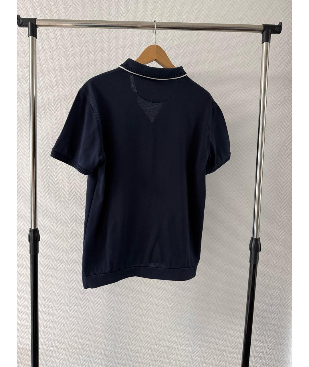 CORNELIANI Синее хлопковое поло с коротким рукавом, фото 3