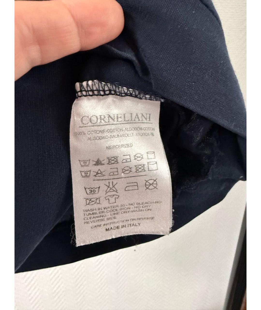 CORNELIANI Синее хлопковое поло с коротким рукавом, фото 6