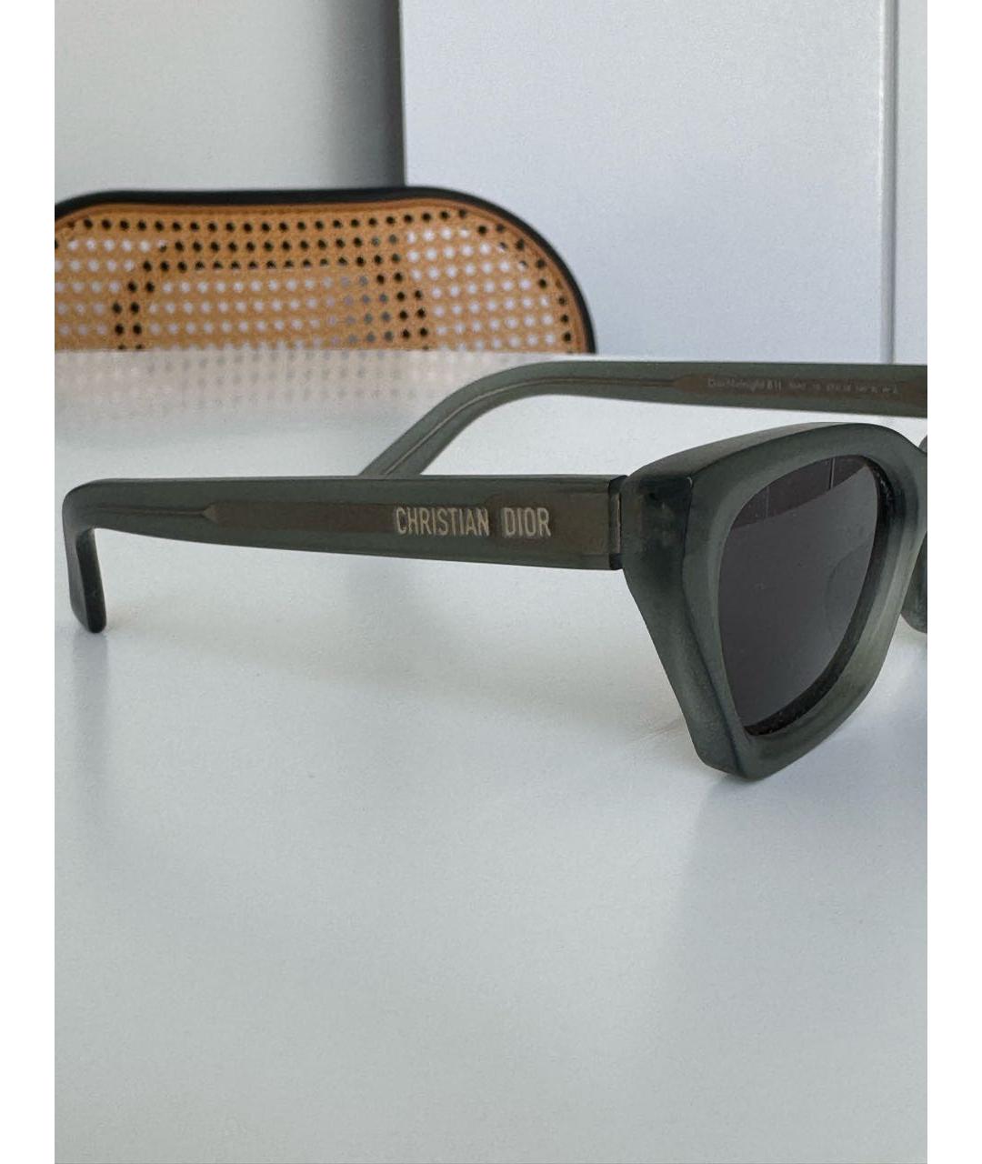 CHRISTIAN DIOR Хаки пластиковые солнцезащитные очки, фото 3