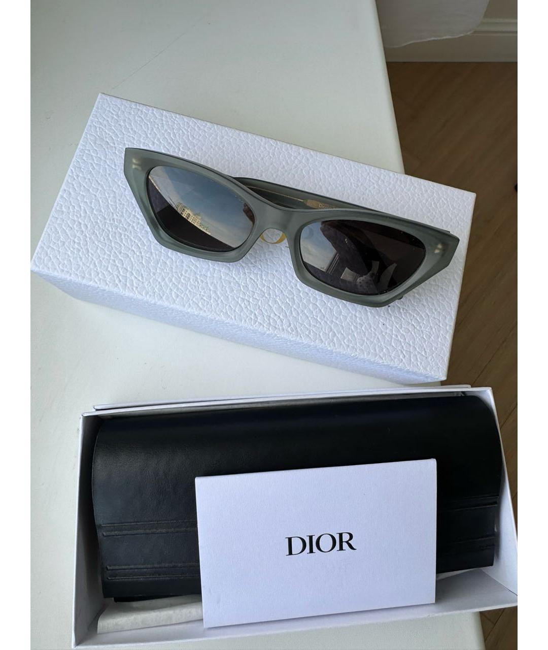 CHRISTIAN DIOR Хаки пластиковые солнцезащитные очки, фото 5