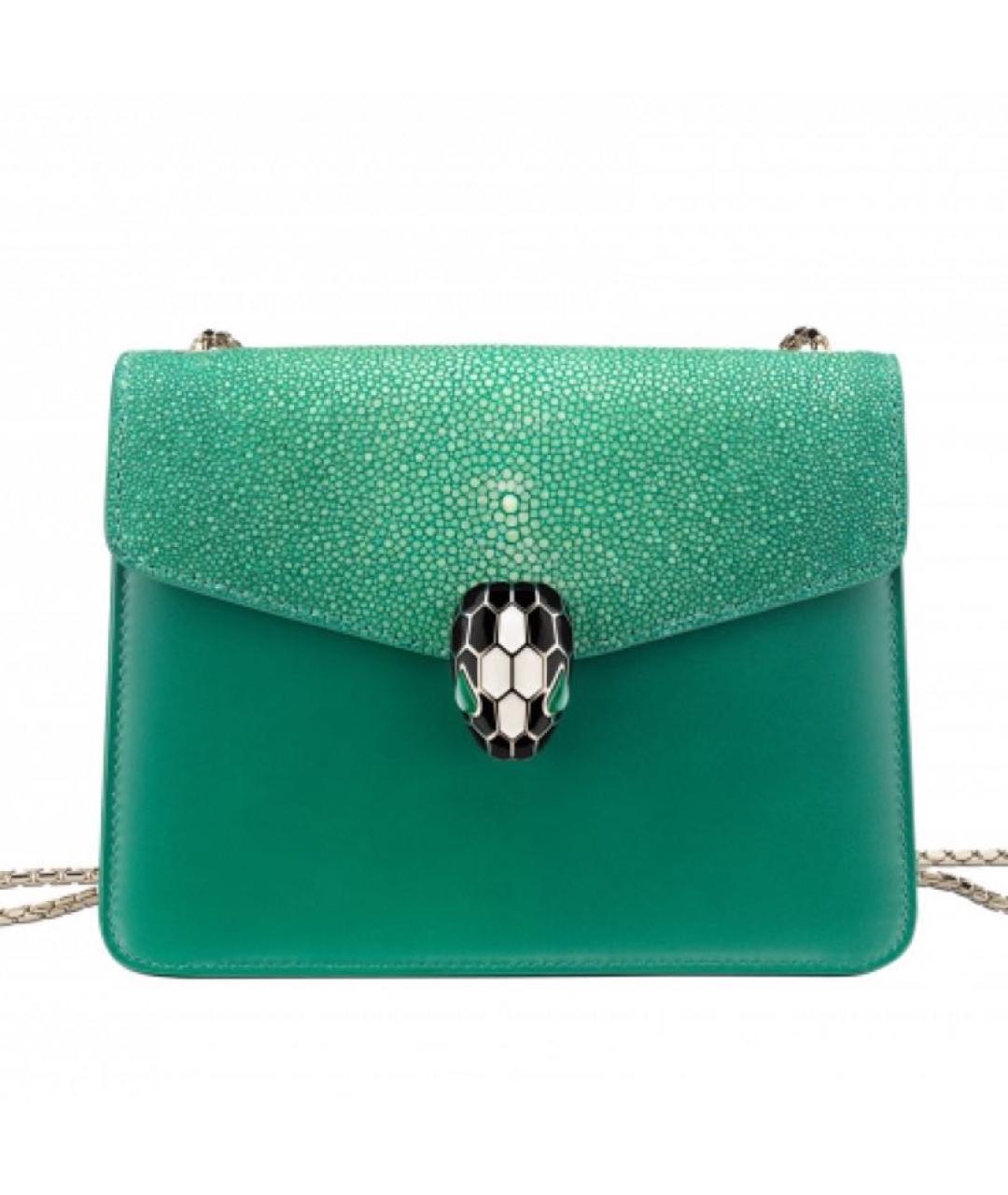 BVLGARI Зеленая кожаная сумка через плечо, фото 7