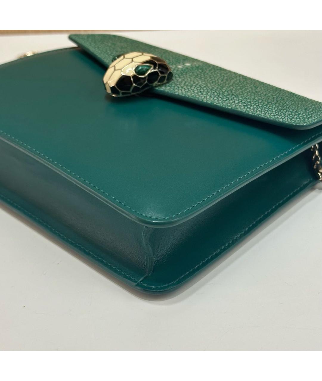 BVLGARI Зеленая кожаная сумка через плечо, фото 4