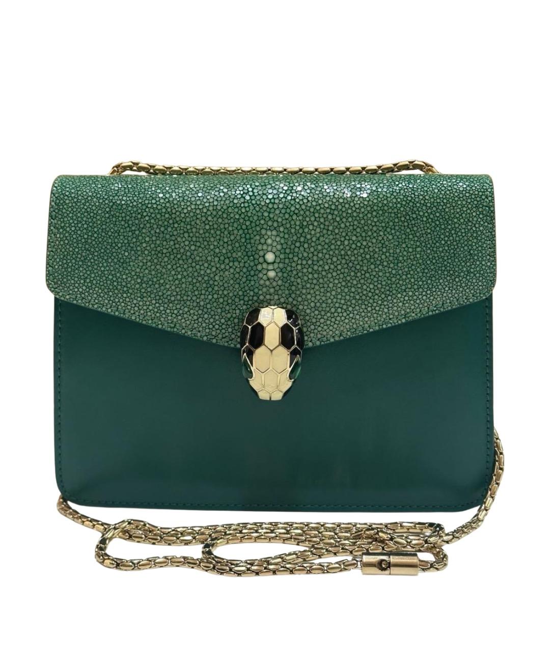 BVLGARI Зеленая кожаная сумка через плечо, фото 1