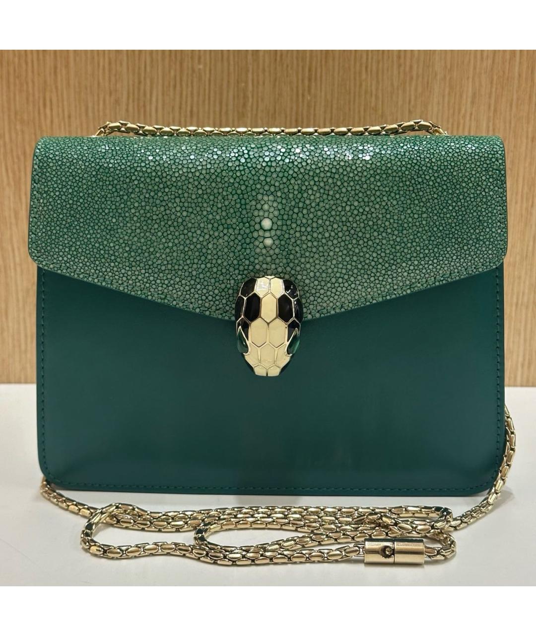 BVLGARI Зеленая кожаная сумка через плечо, фото 8