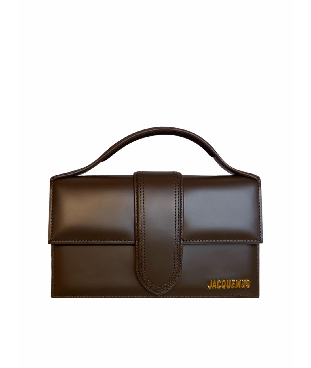 JACQUEMUS Коричневая кожаная сумка с короткими ручками, фото 9