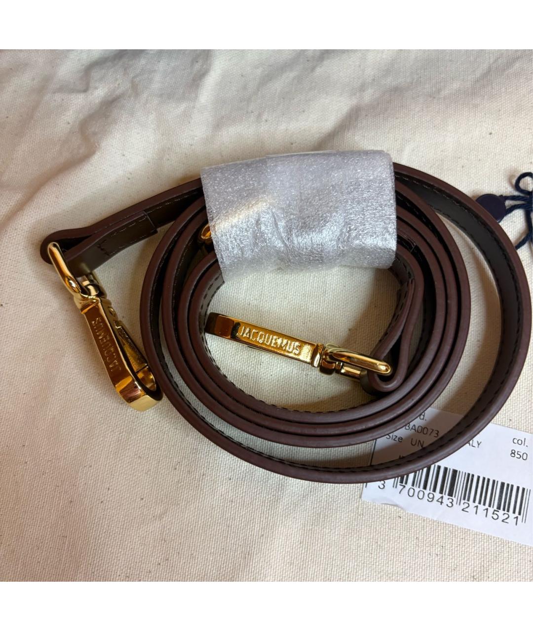 JACQUEMUS Коричневая кожаная сумка с короткими ручками, фото 3