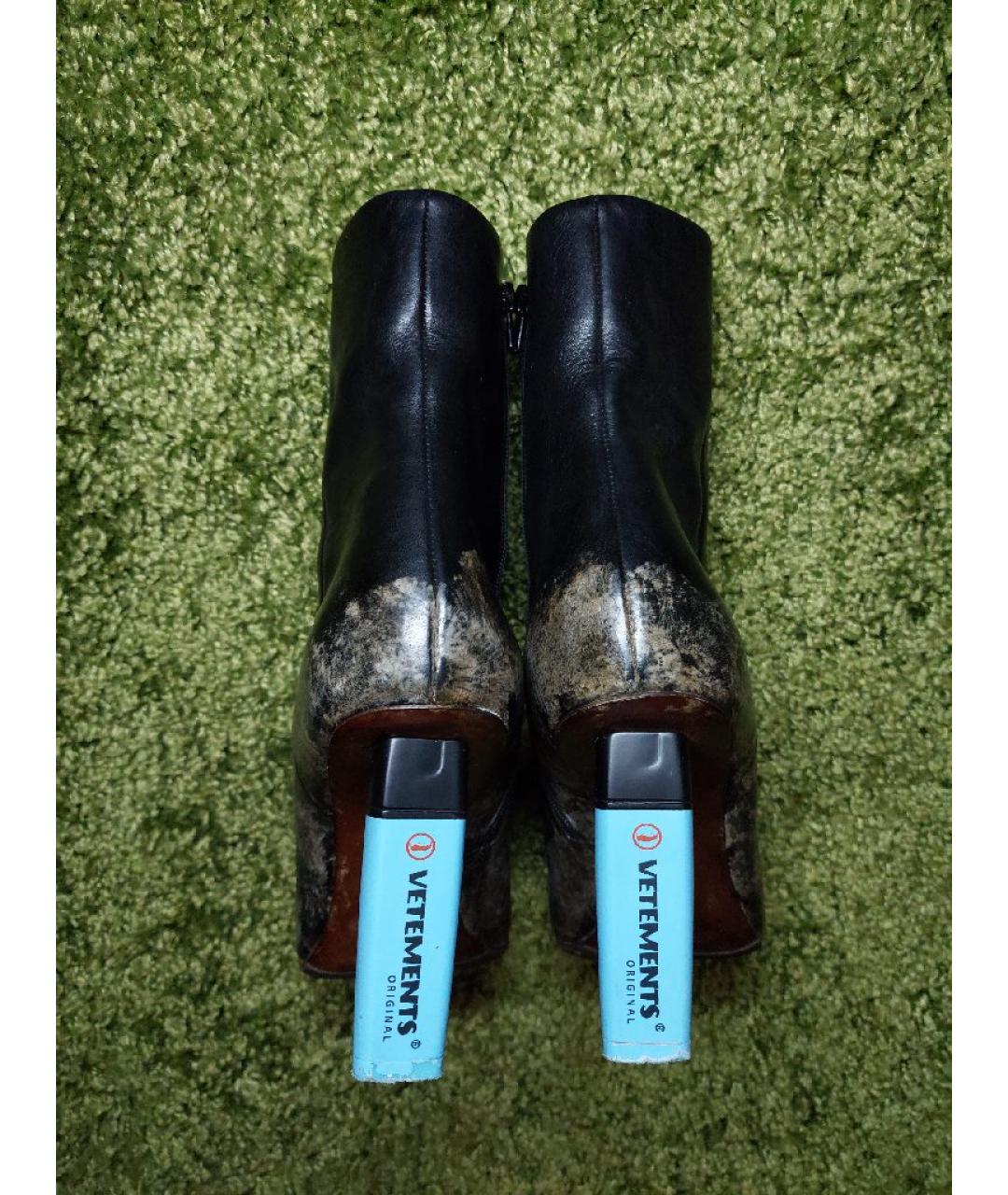 VETEMENTS Черные кожаные ботильоны, фото 4