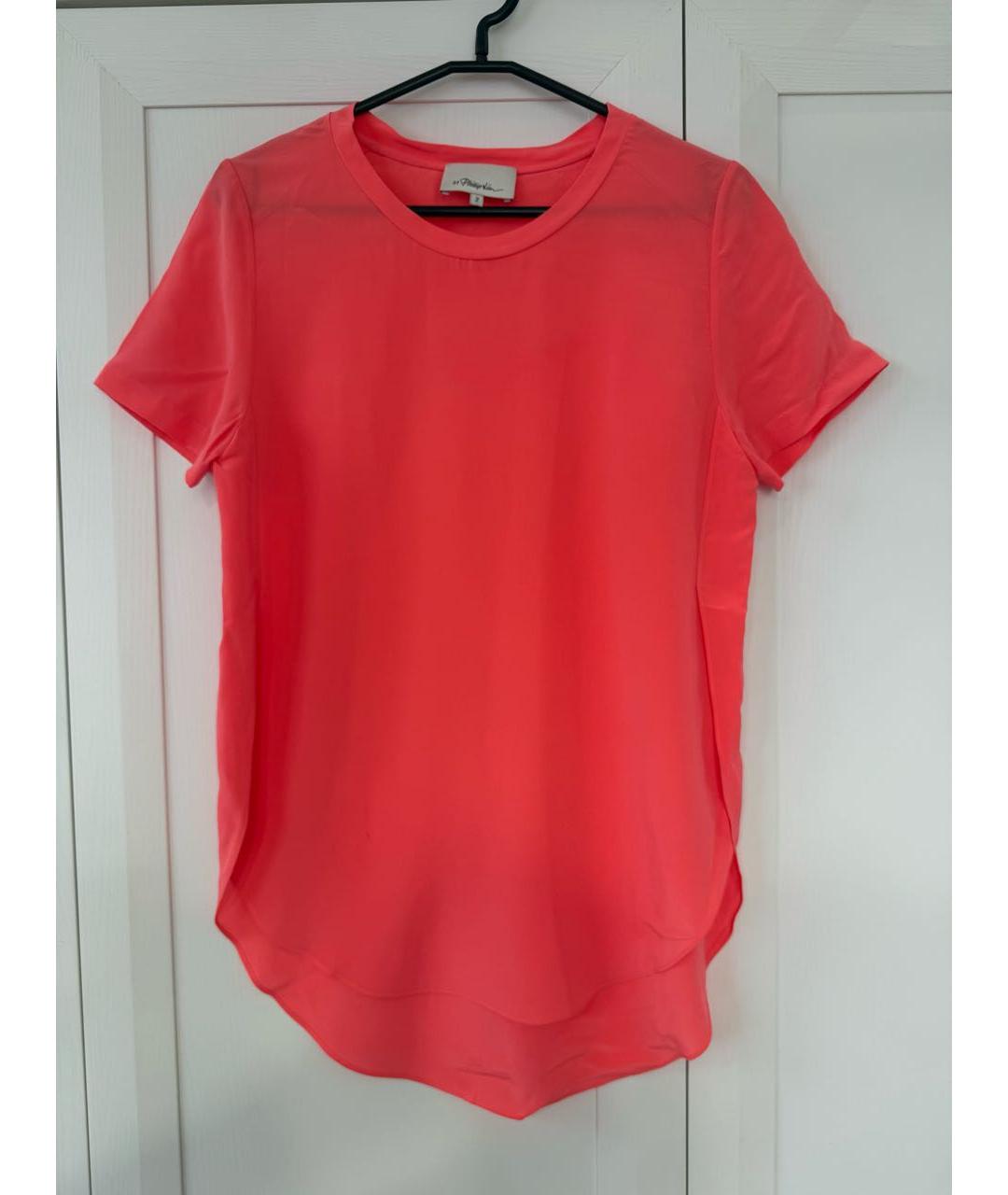 3.1 PHILLIP LIM Розовая шелковая футболка, фото 6