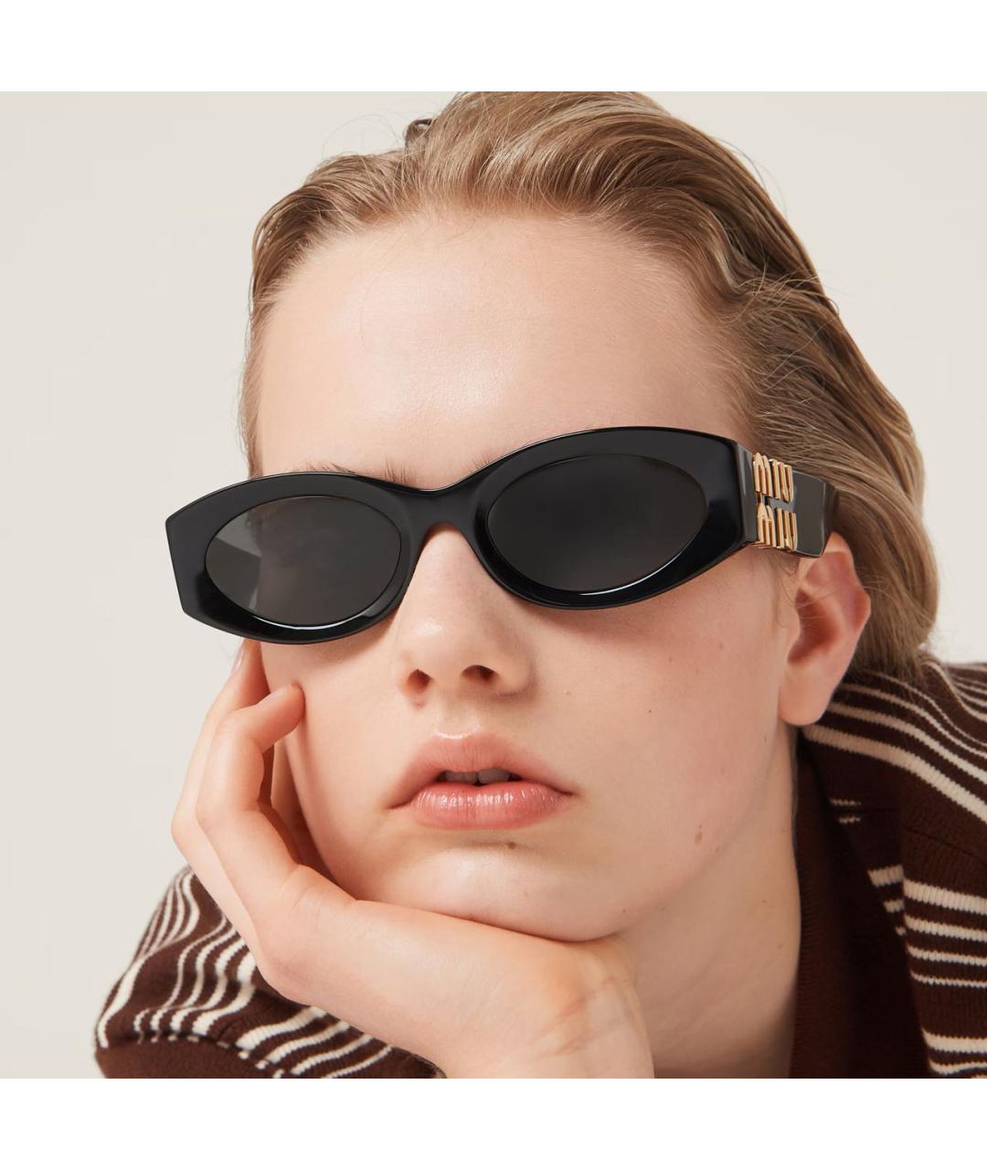 MIU MIU Черные пластиковые солнцезащитные очки, фото 2