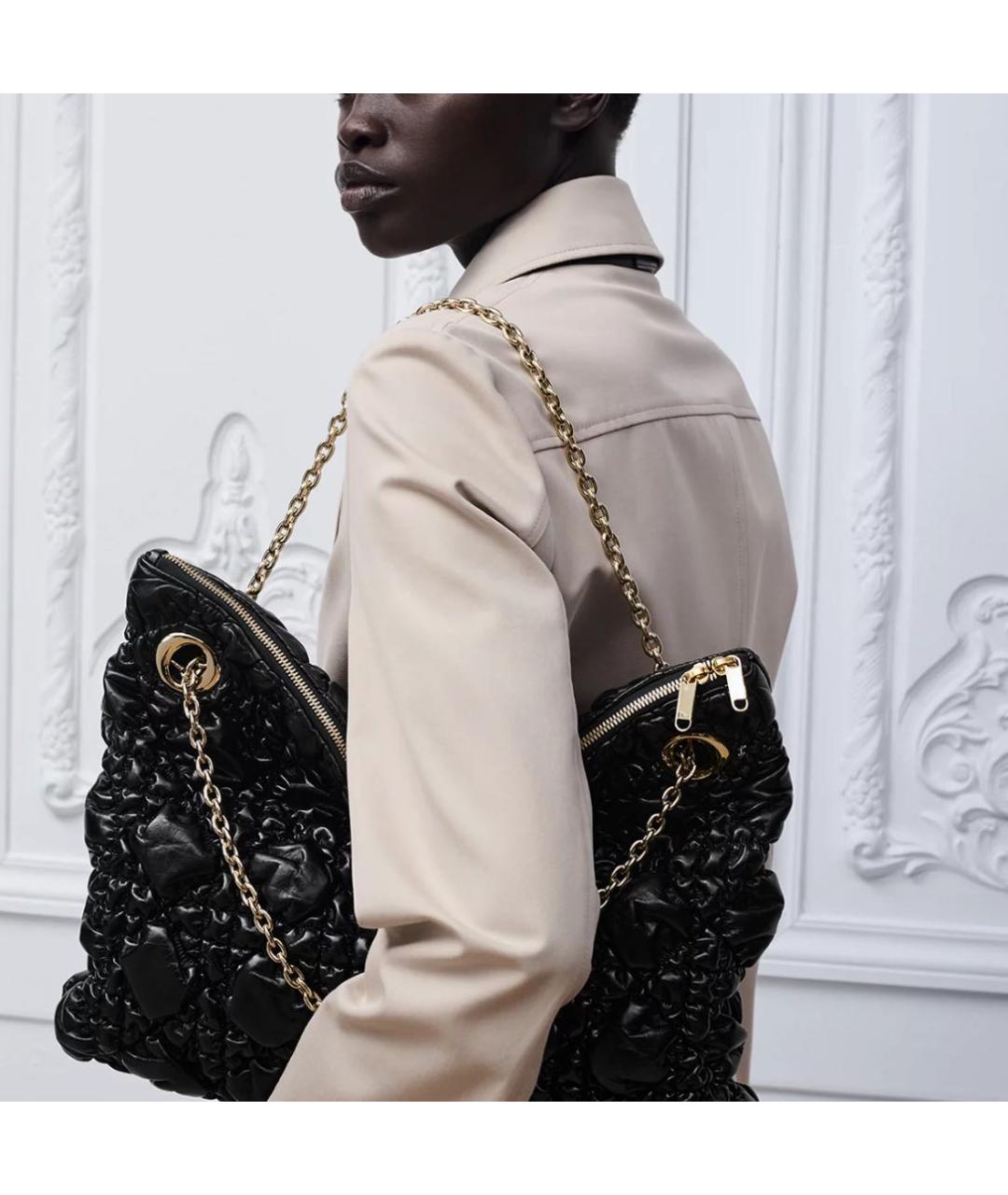 CHRISTIAN DIOR Черная кожаная сумка тоут, фото 3