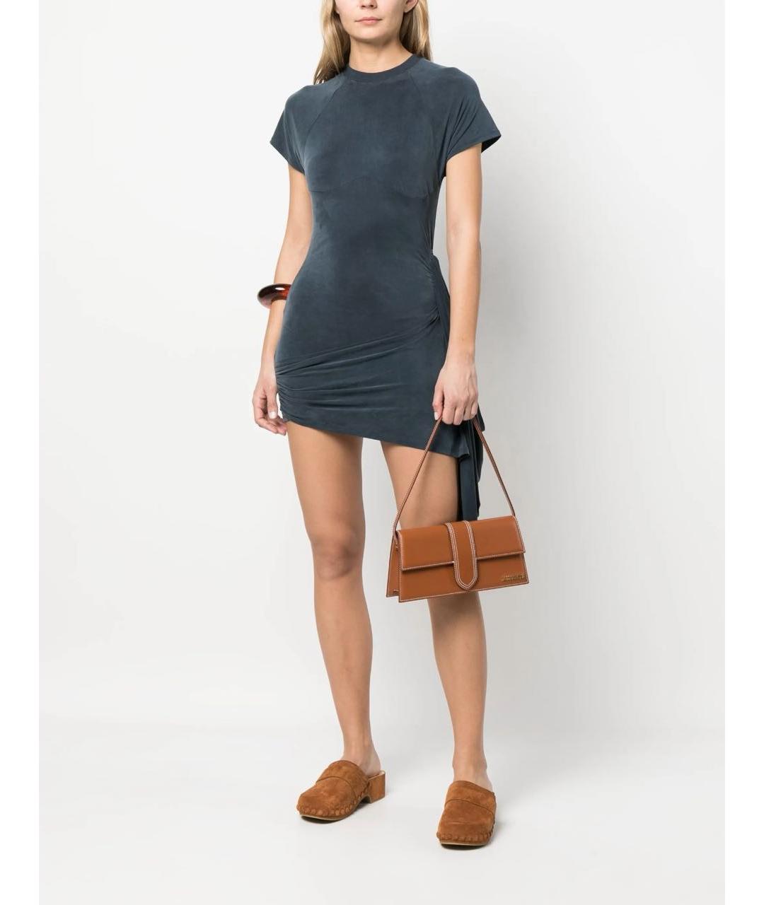 JACQUEMUS Коричневая кожаная сумка с короткими ручками, фото 8