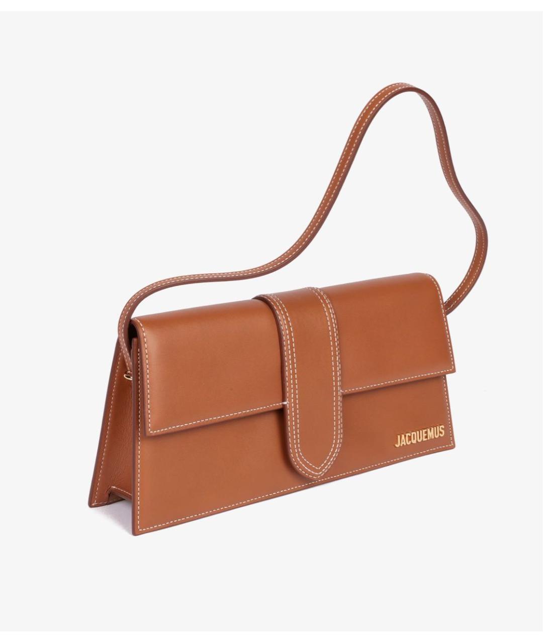 JACQUEMUS Коричневая кожаная сумка с короткими ручками, фото 2