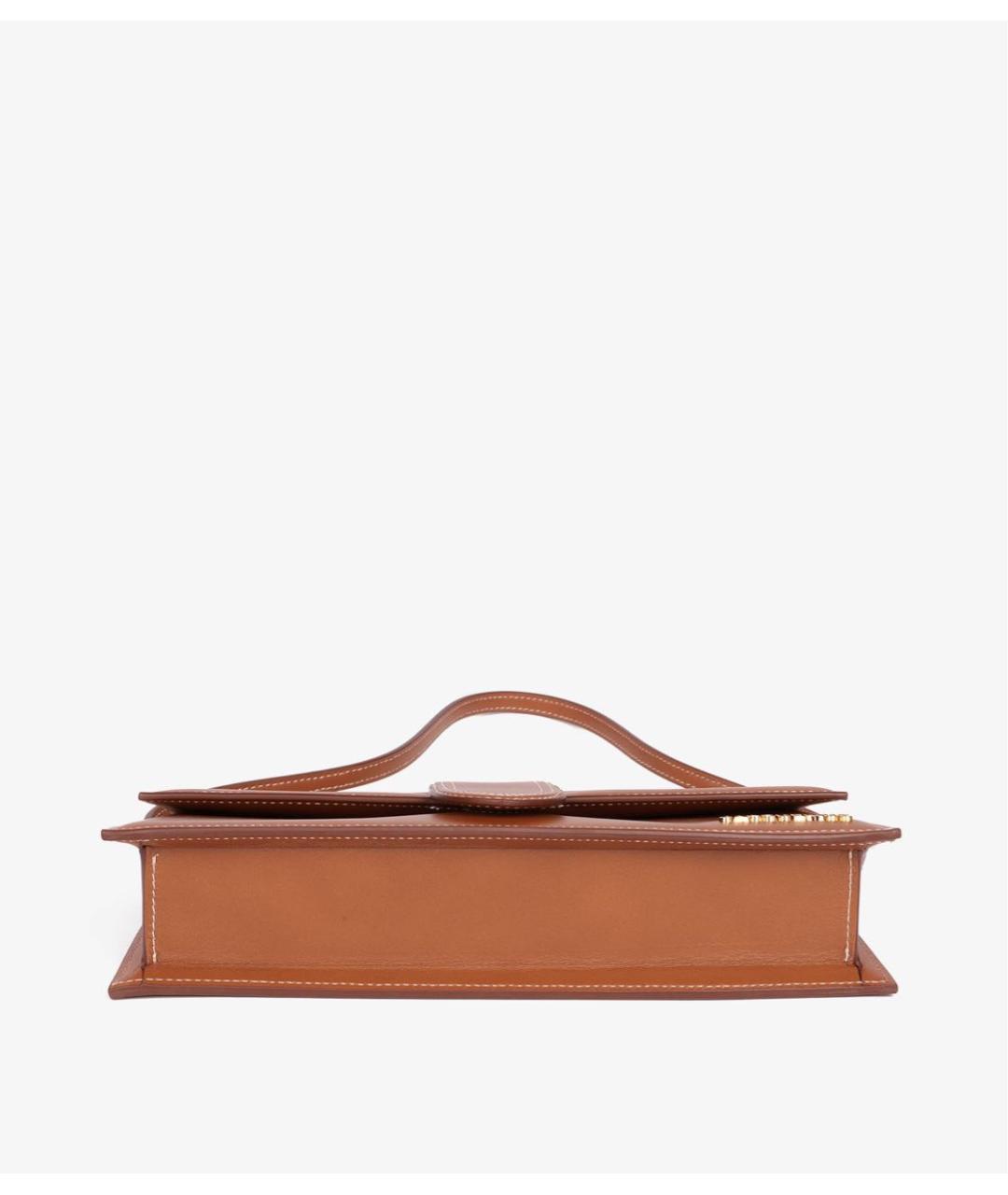 JACQUEMUS Коричневая кожаная сумка с короткими ручками, фото 4