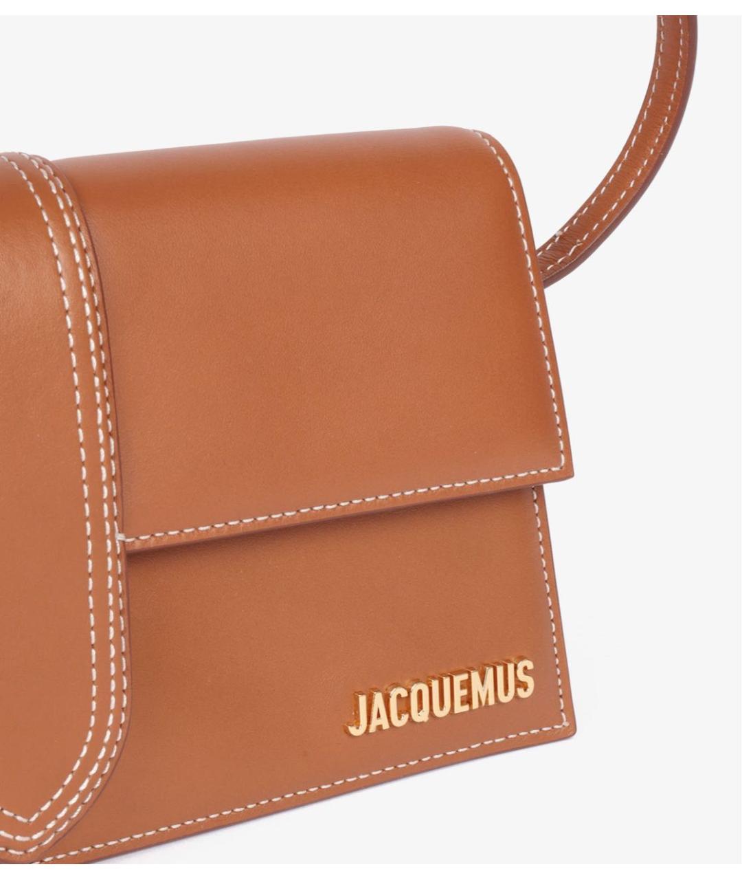 JACQUEMUS Коричневая кожаная сумка с короткими ручками, фото 5