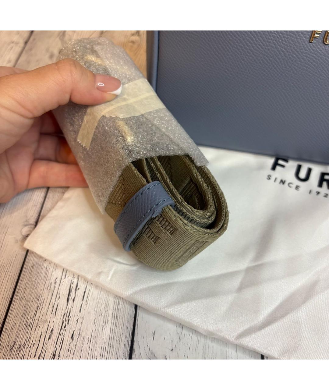 FURLA Голубая кожаная сумка через плечо, фото 5