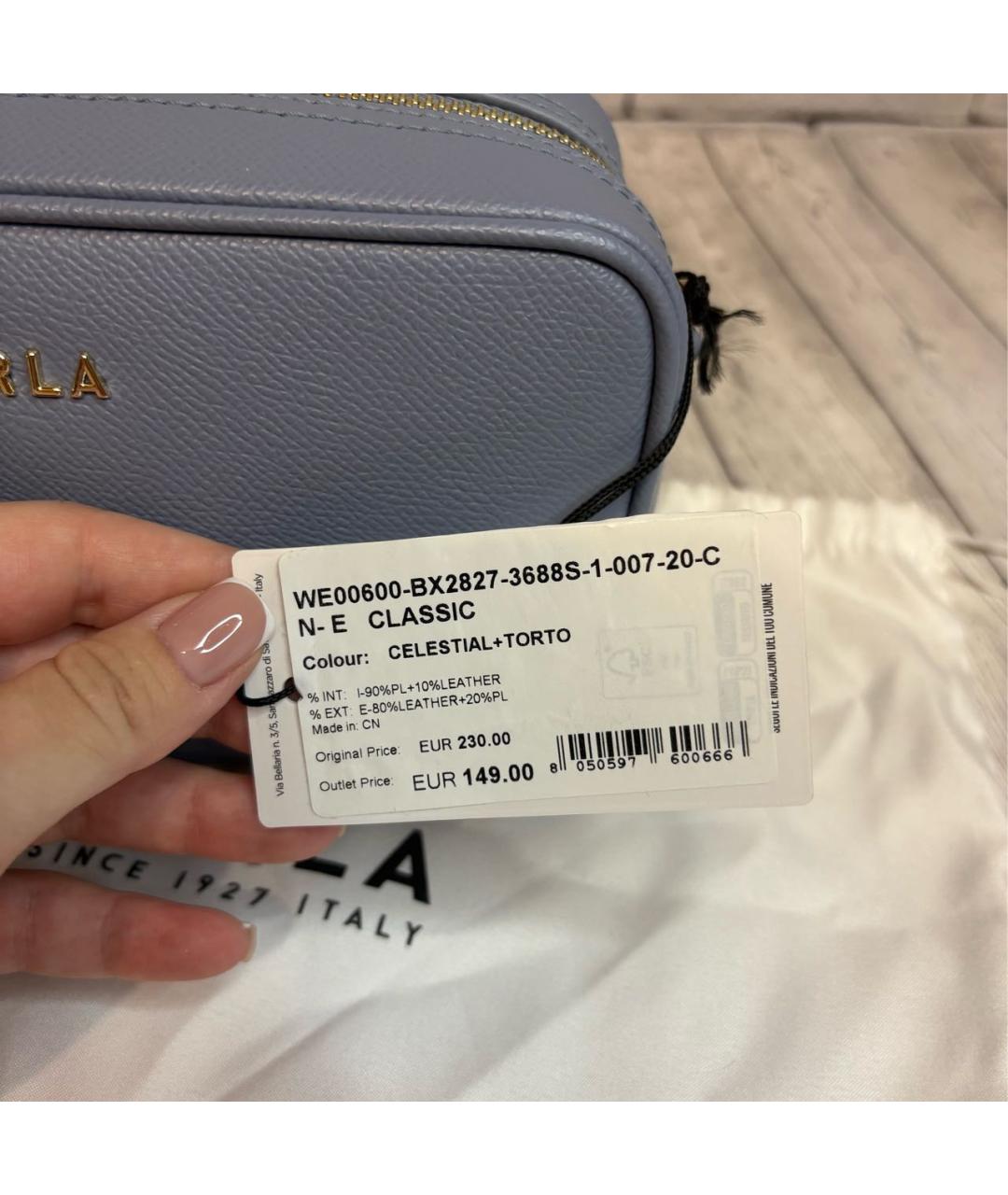 FURLA Голубая кожаная сумка через плечо, фото 7