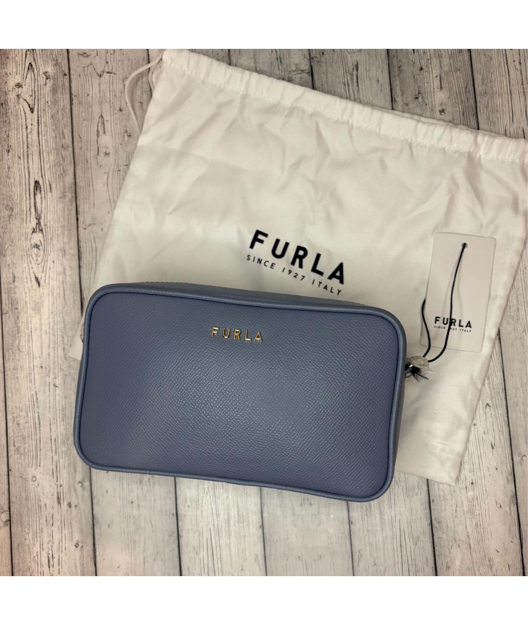 FURLA Голубая кожаная сумка через плечо, фото 6
