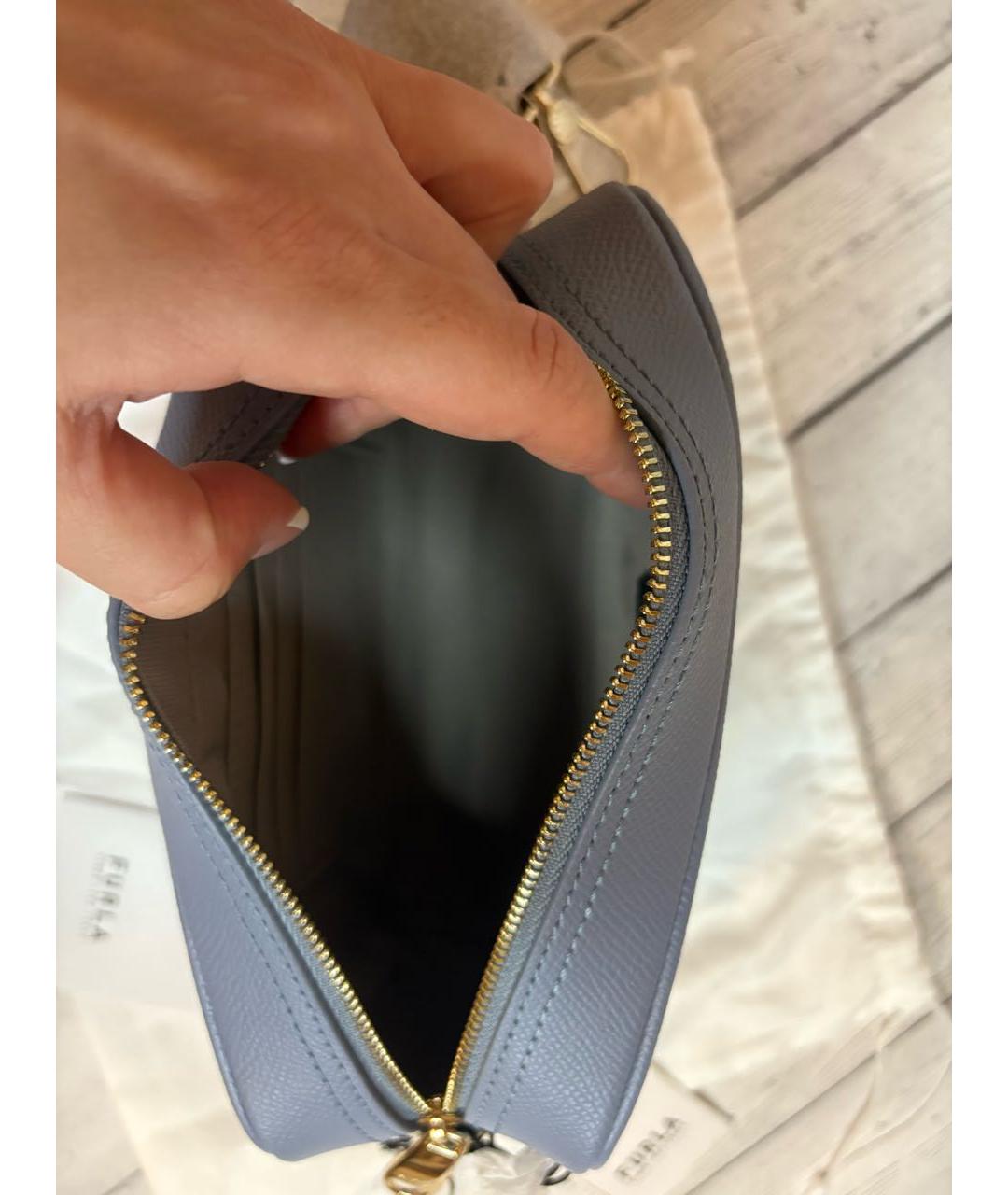 FURLA Голубая кожаная сумка через плечо, фото 4