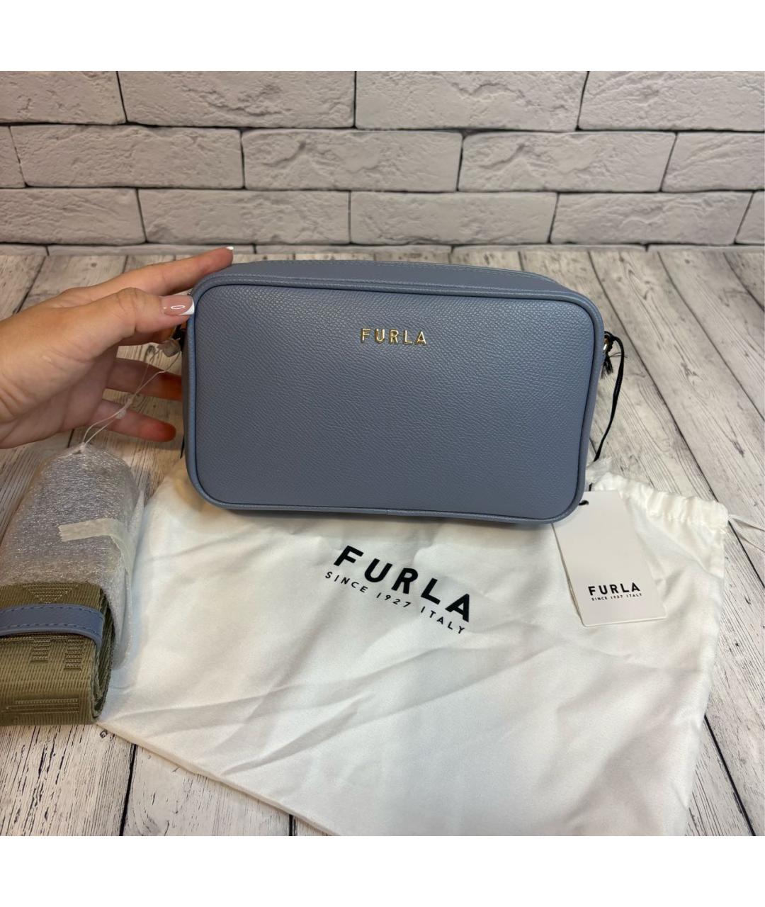 FURLA Голубая кожаная сумка через плечо, фото 8