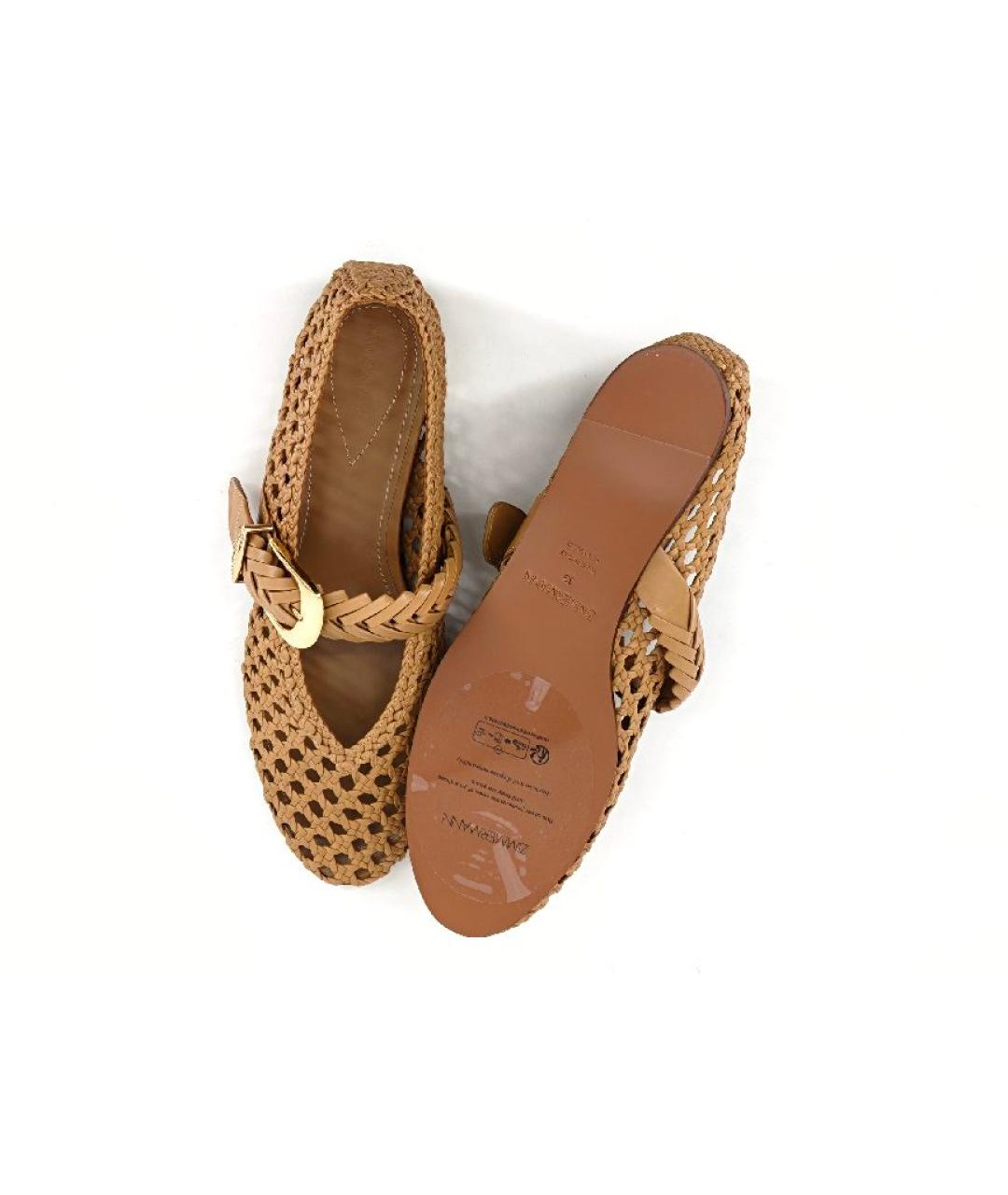 ZIMMERMANN Коричневые кожаные балетки, фото 6