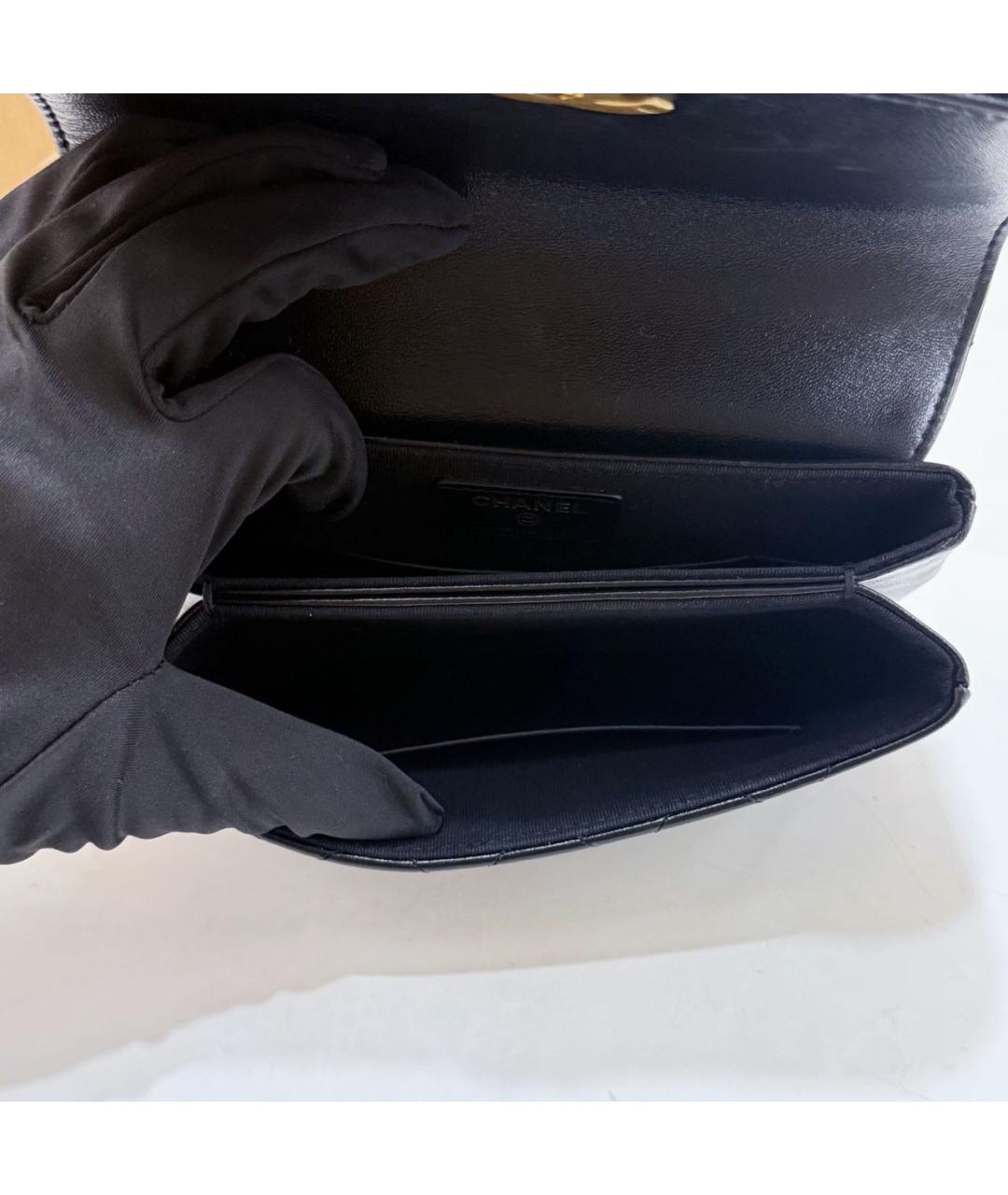 CHANEL Черная кожаная сумка через плечо, фото 8