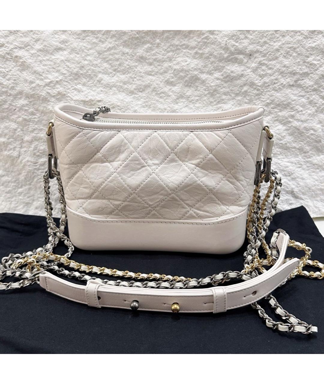 CHANEL Белая кожаная сумка через плечо, фото 4