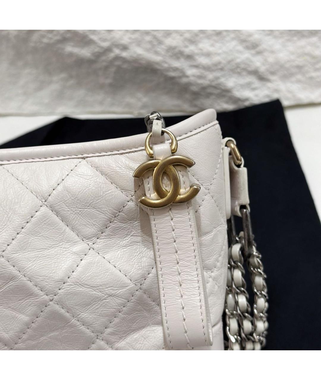 CHANEL Белая кожаная сумка через плечо, фото 9