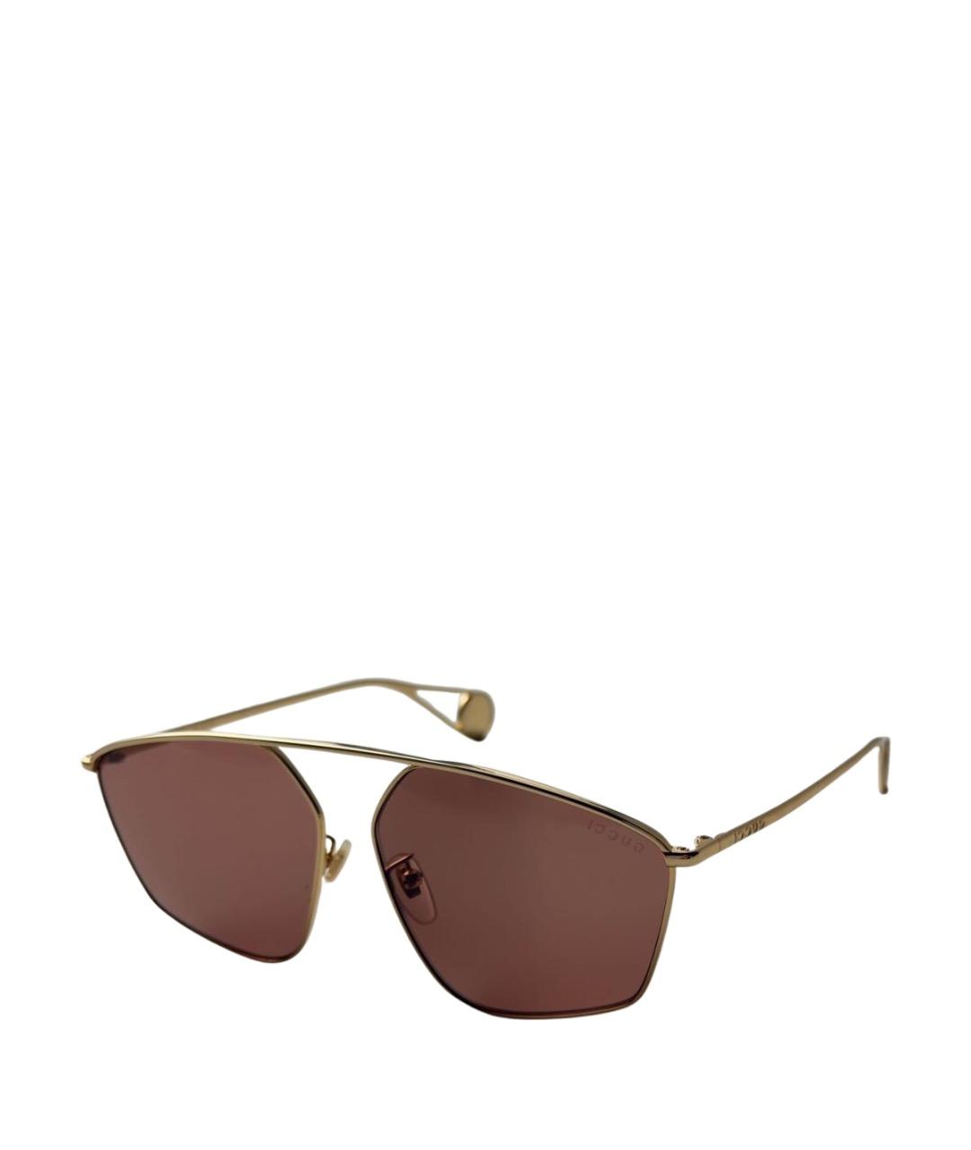 GUCCI Золотые металлические солнцезащитные очки, фото 1