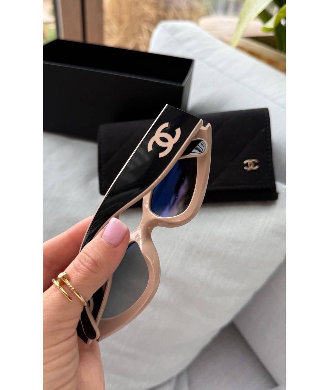 CHANEL Черные пластиковые солнцезащитные очки, фото 4
