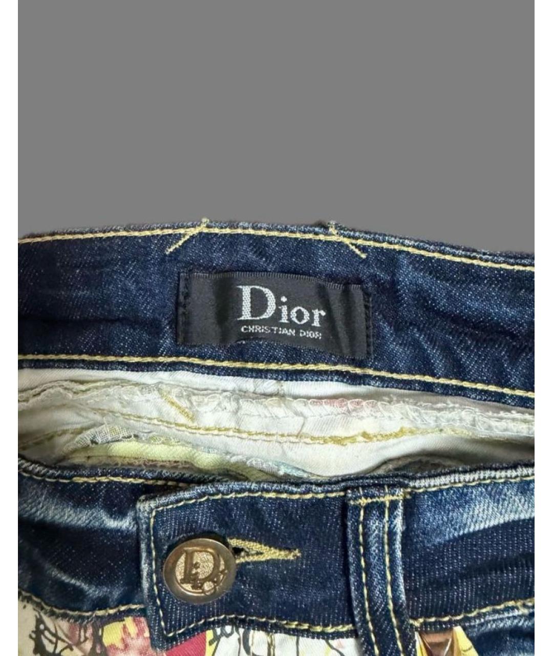 CHRISTIAN DIOR Мульти хлопко-полиэстеровые джинсы слим, фото 3