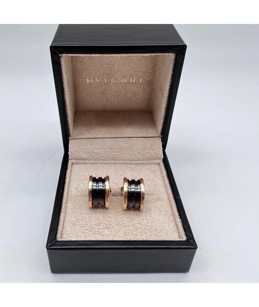 BVLGARI Черные серьги из розового золота, фото 7