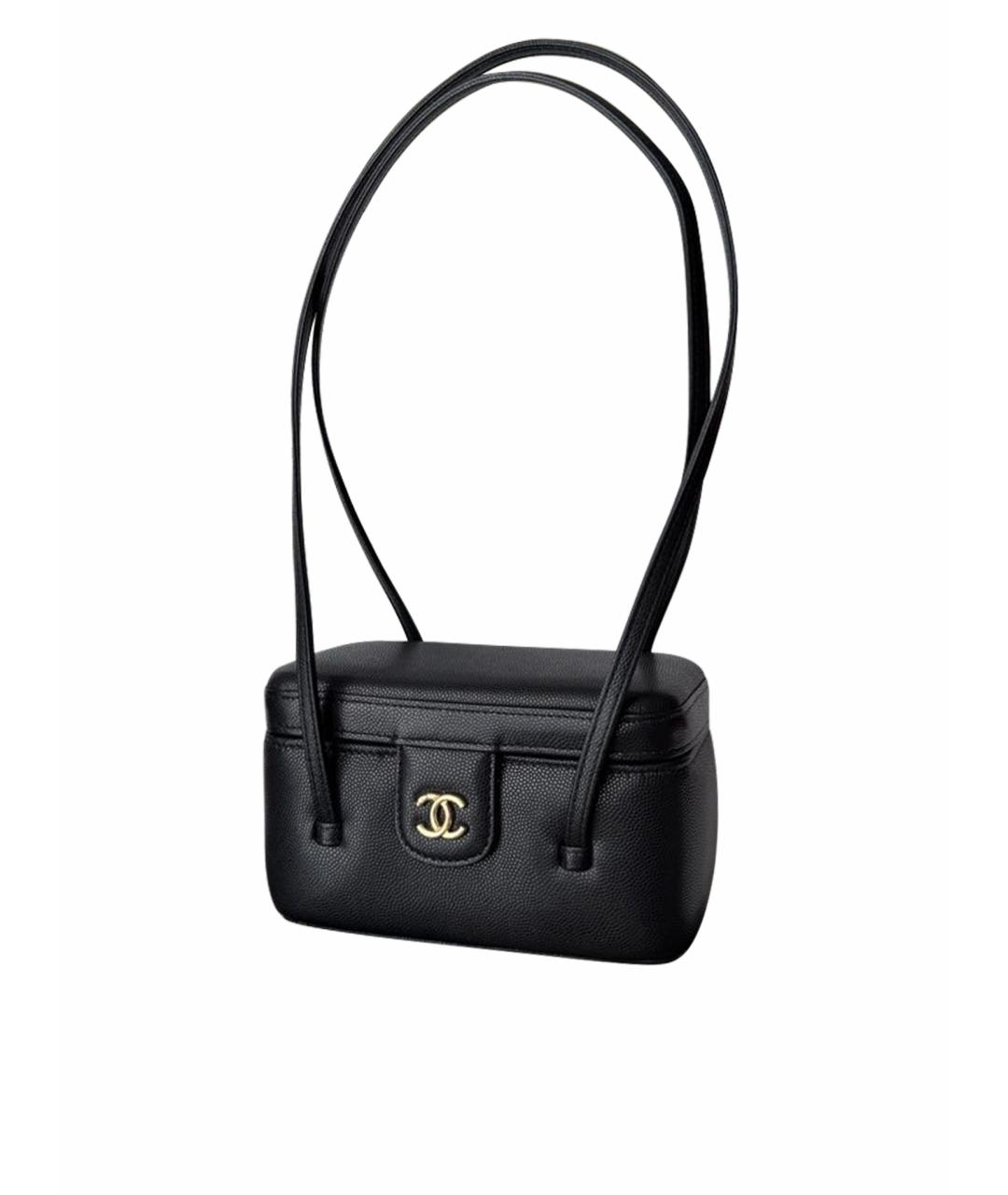 CHANEL Черная кожаная сумка с короткими ручками, фото 1