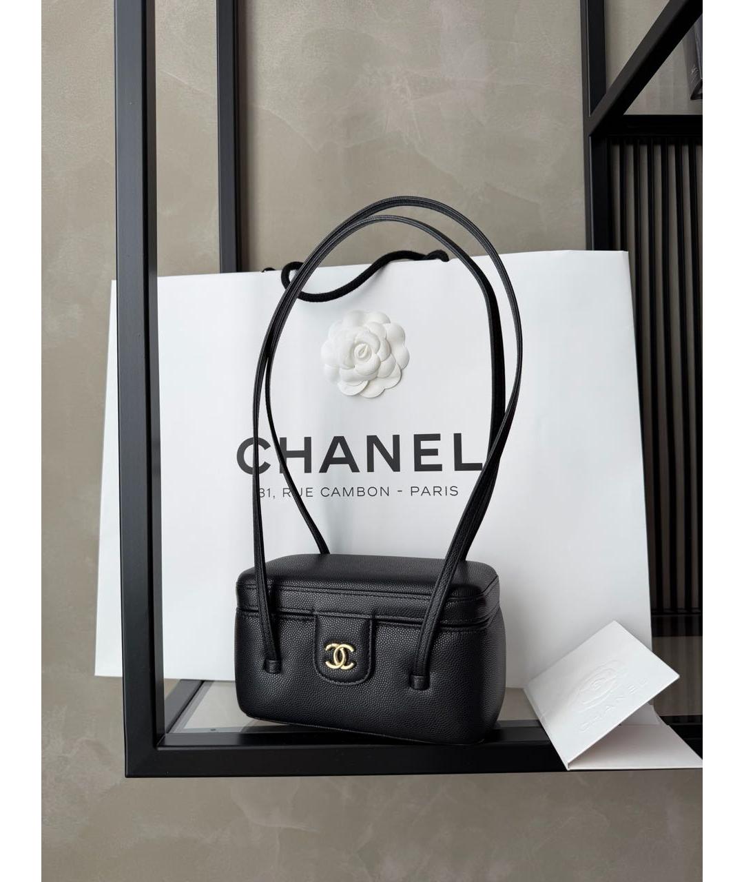 CHANEL Черная кожаная сумка с короткими ручками, фото 9